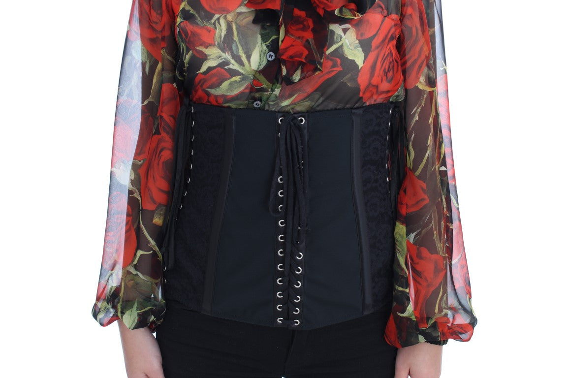 Dolce & Gabbana Black Stretch Corset Waist Strap Belt Dolce & Gabbana