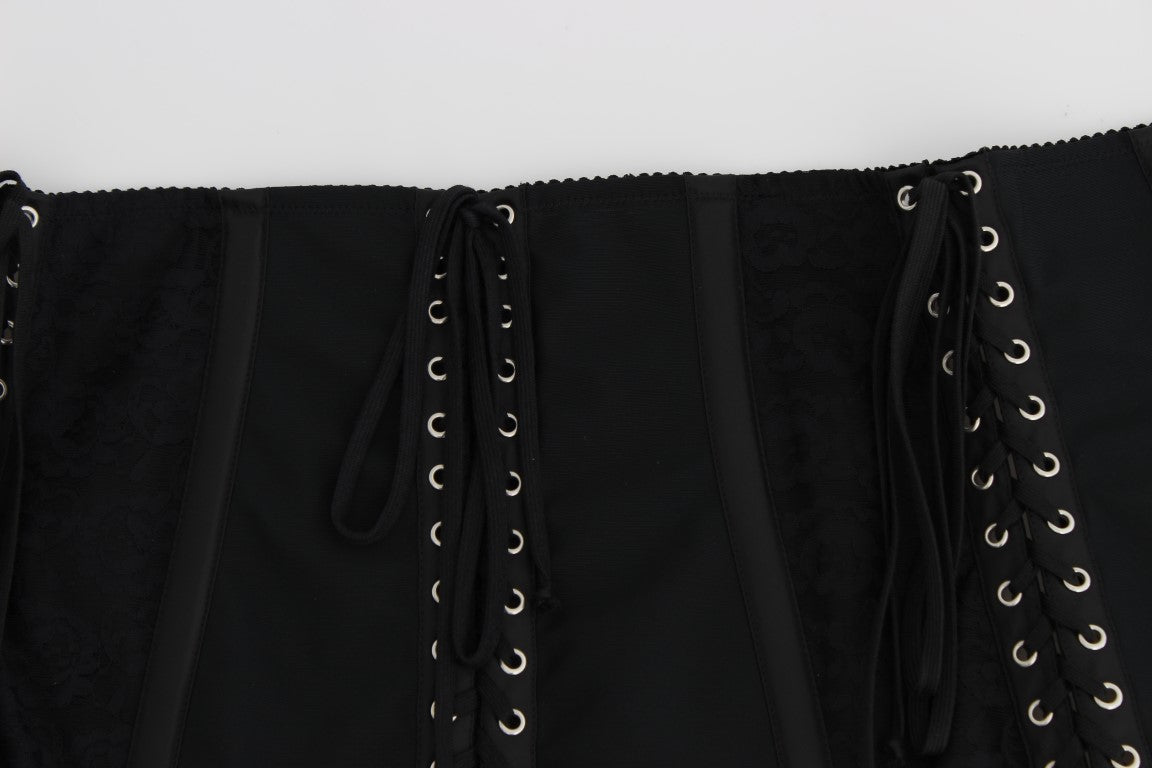 Dolce & Gabbana Black Stretch Corset Waist Strap Belt Dolce & Gabbana