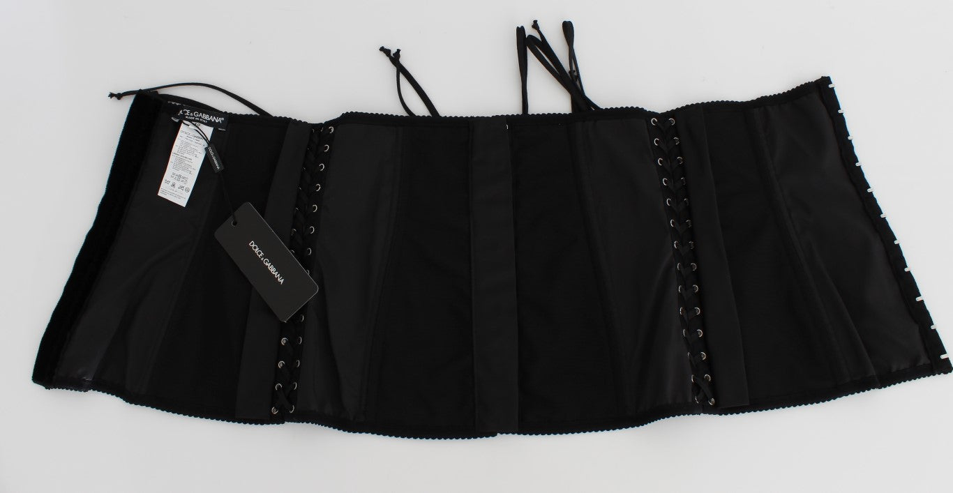 Dolce & Gabbana Black Stretch Corset Waist Strap Belt Dolce & Gabbana
