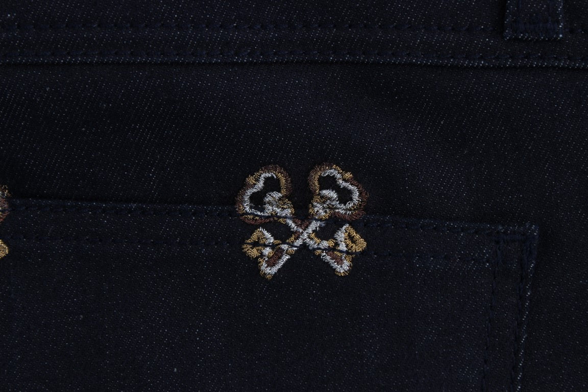 Dolce & Gabbana Blue Key Embroidered Slim Fit KATE Jeans Dolce & Gabbana