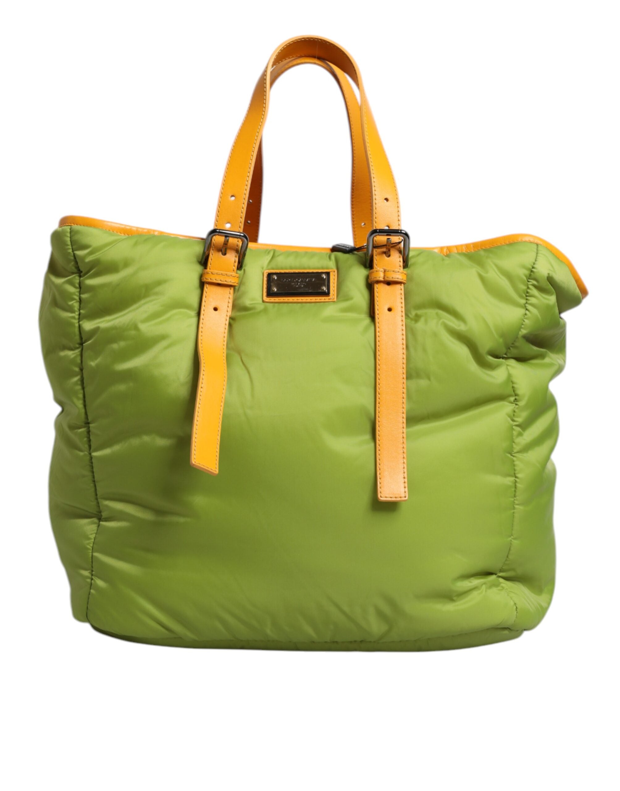 Dolce & Gabbana Green Nylon Padded Logo Plaque Tote Crossbody Bag Dolce & Gabbana