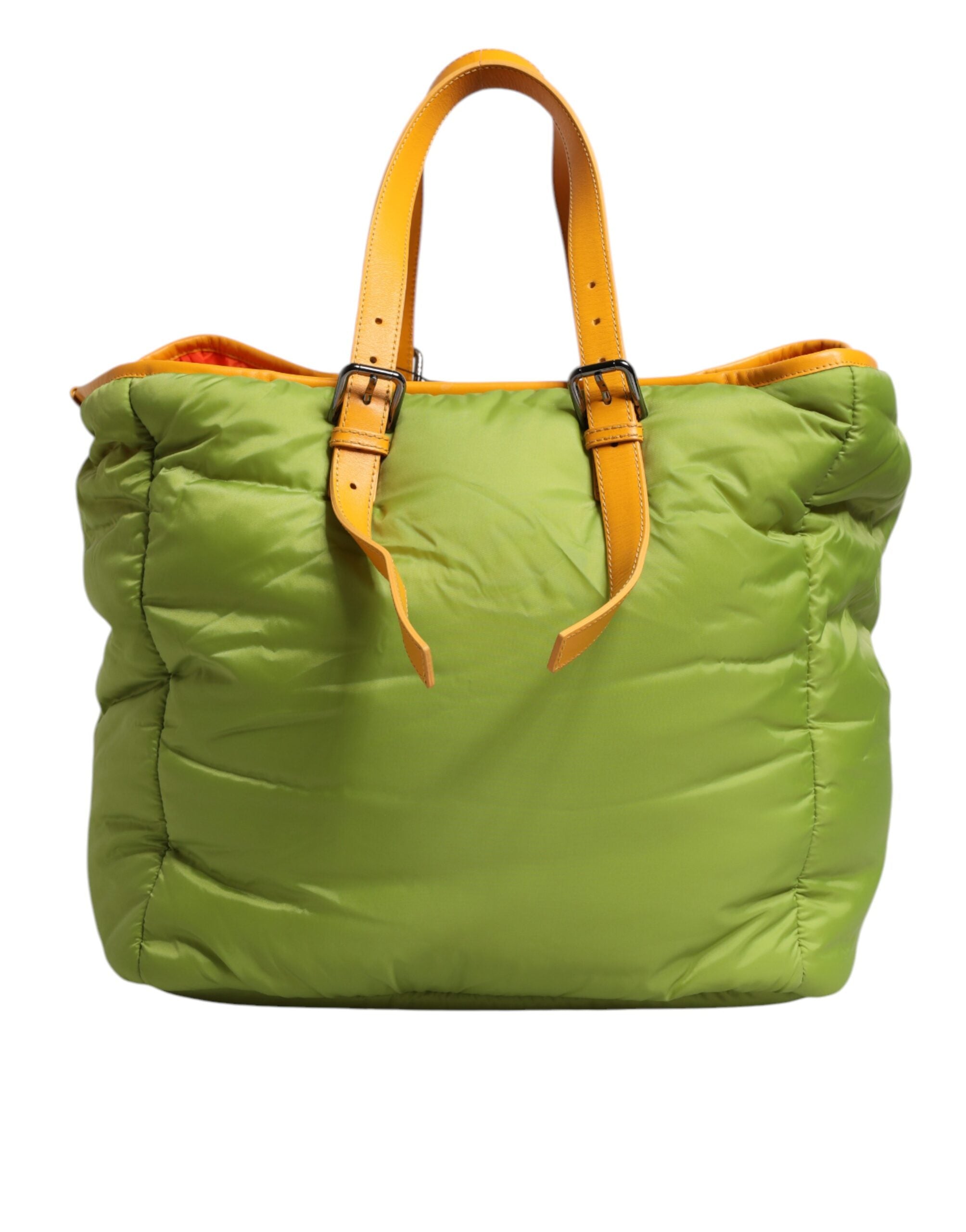 Dolce & Gabbana Green Nylon Padded Logo Plaque Tote Crossbody Bag Dolce & Gabbana