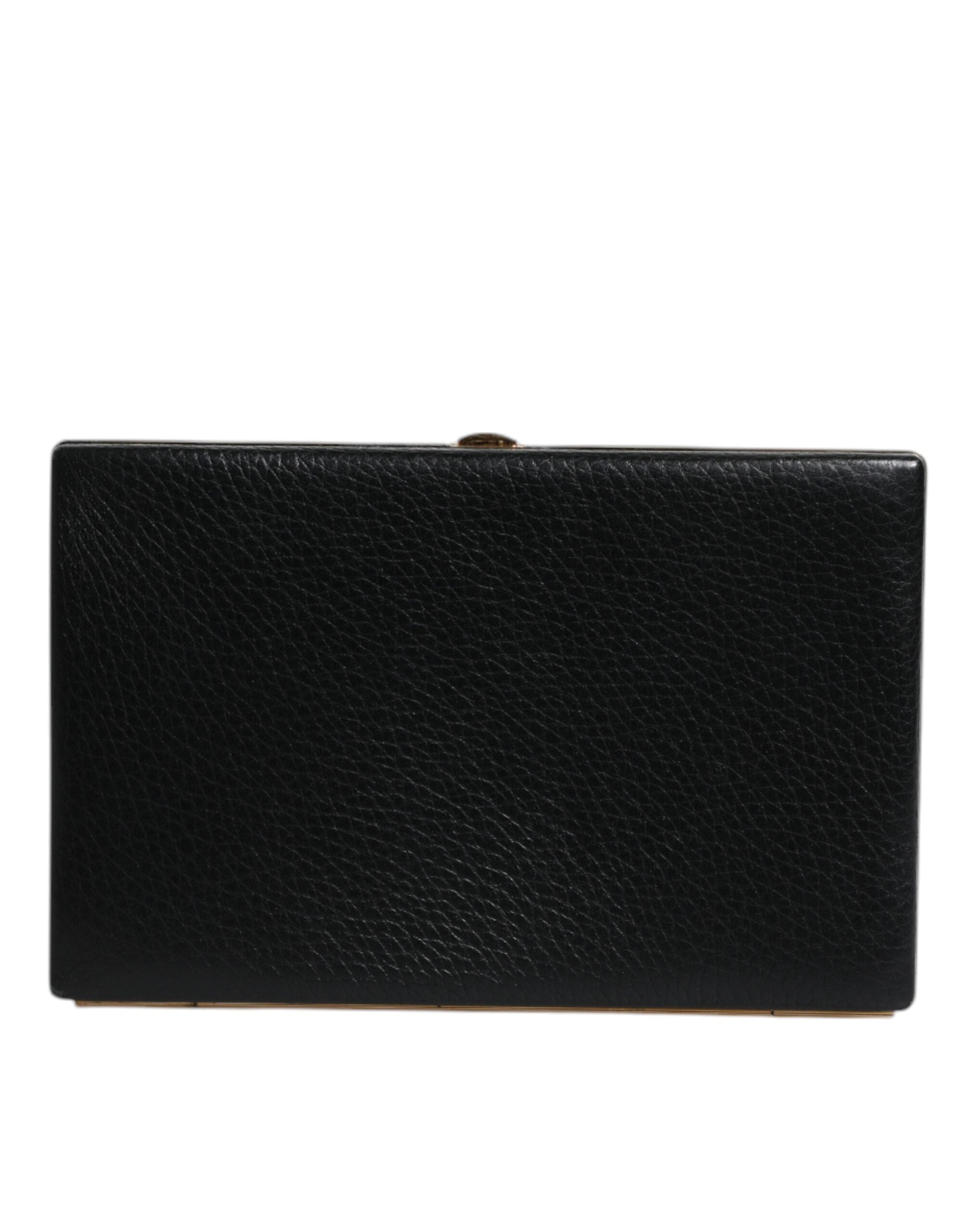 Dolce & Gabbana Black Leather Gold Frame Clutch Evening Party Purse Bag Dolce & Gabbana