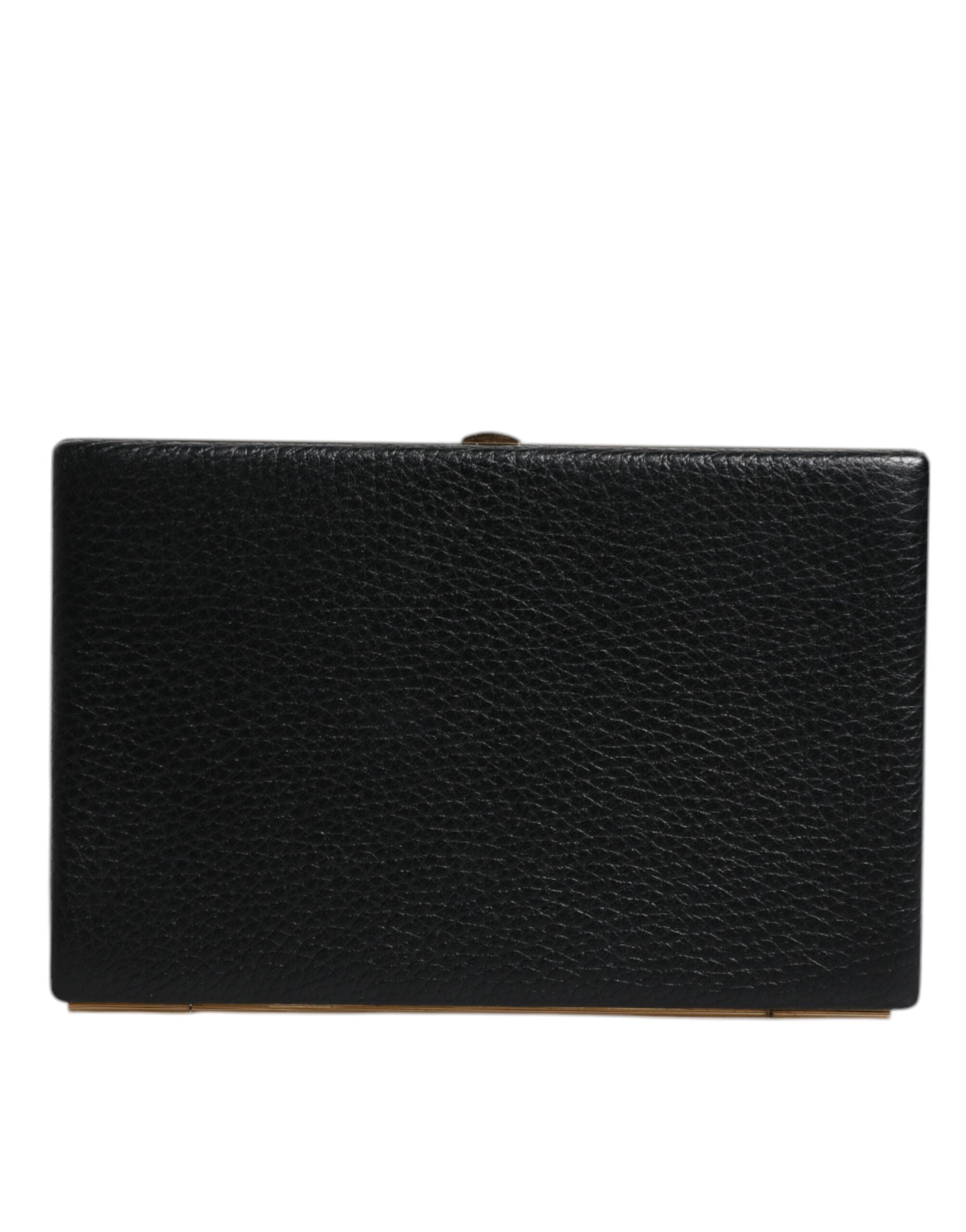 Dolce & Gabbana Black Leather Gold Frame Clutch Evening Party Purse Bag Dolce & Gabbana