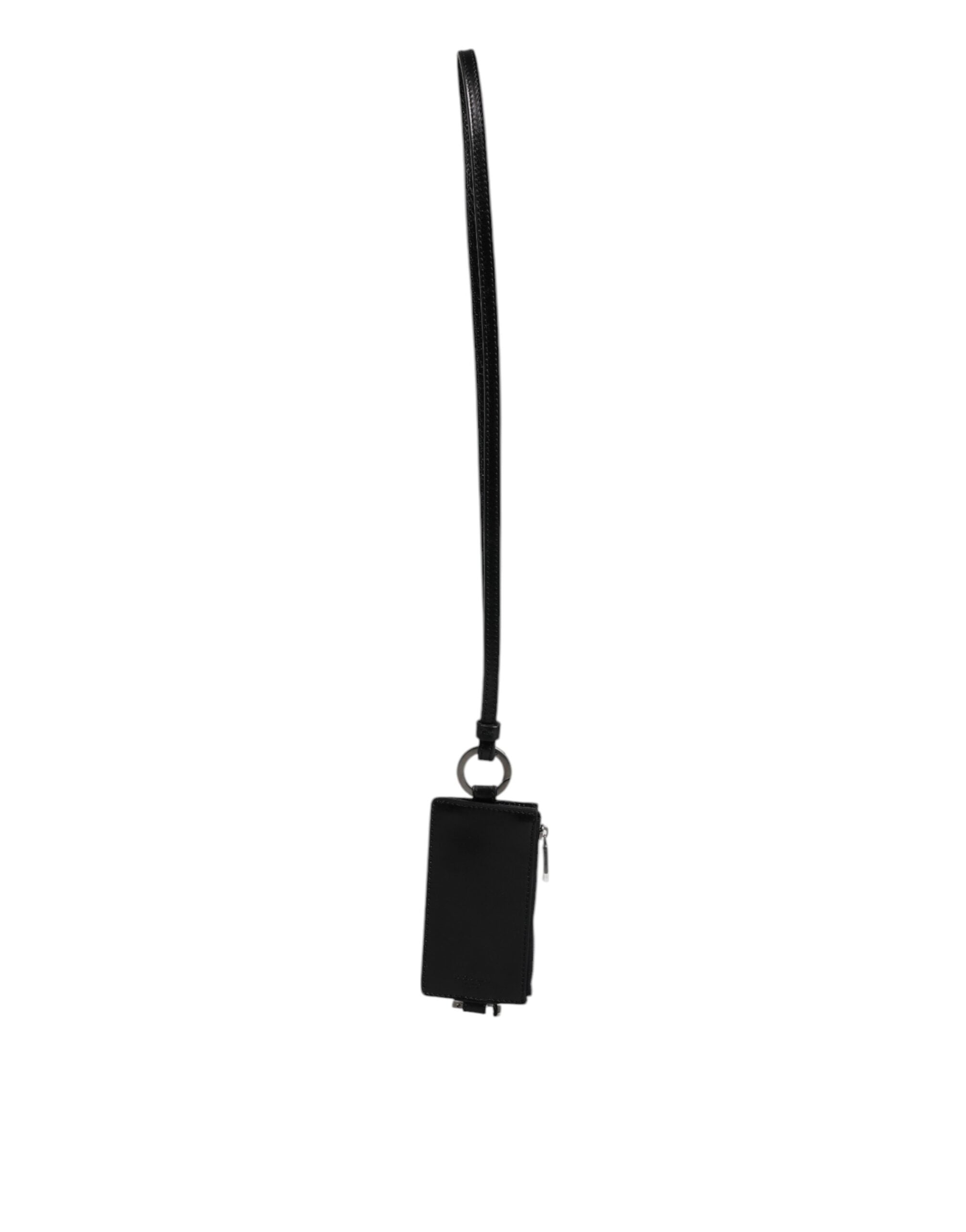 Dolce & Gabbana Black Horse Leather Lanyard Logo Card Holder Wallet Dolce & Gabbana
