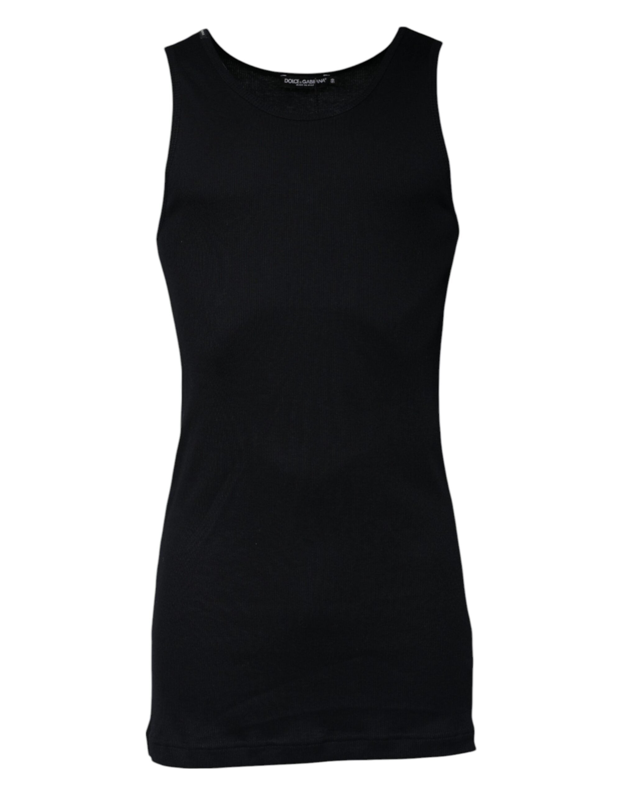Dolce & Gabbana Black Cotton Sleeveless Round Neck Tank T-shirt Dolce & Gabbana