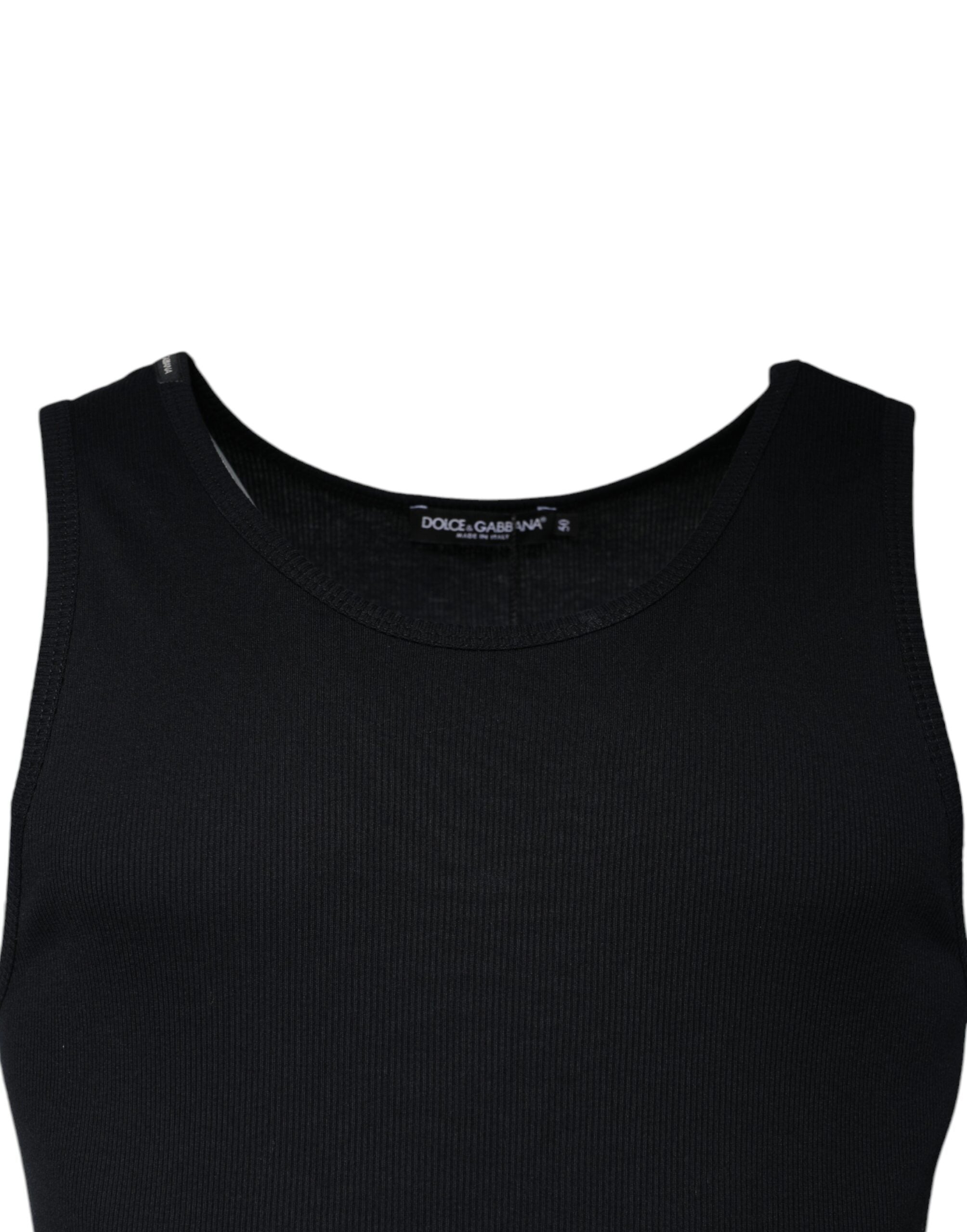 Dolce & Gabbana Black Cotton Sleeveless Round Neck Tank T-shirt Dolce & Gabbana