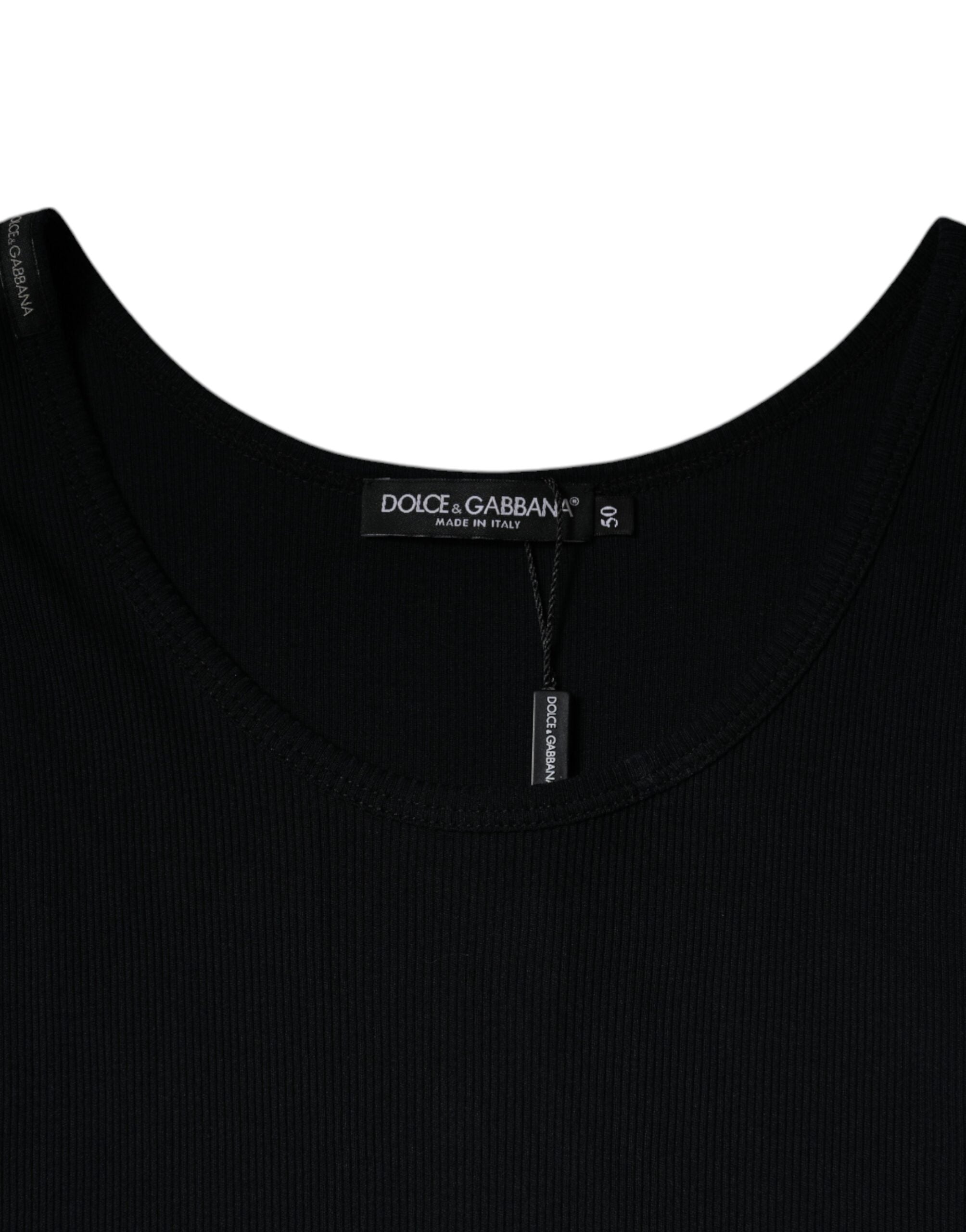 Dolce & Gabbana Black Cotton Sleeveless Round Neck Tank T-shirt Dolce & Gabbana