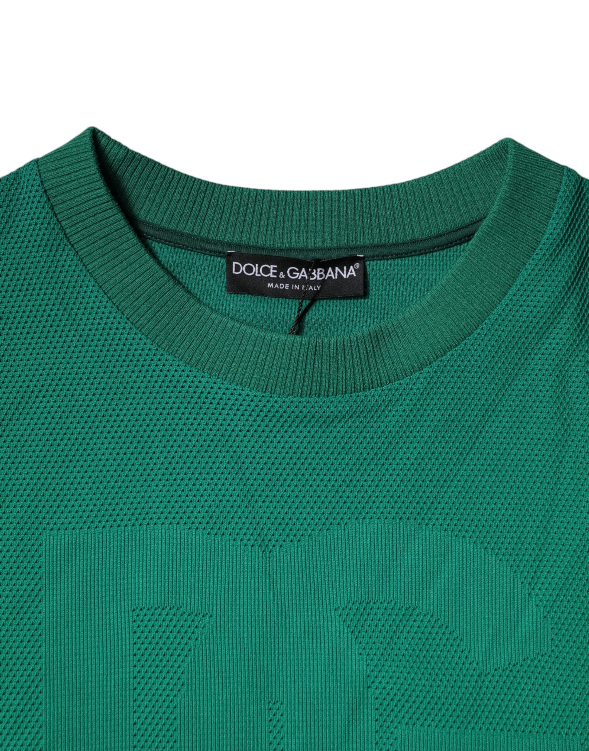 Dolce & Gabbana Green Logo Nylon Crew Neck Pullover Sweater Dolce & Gabbana