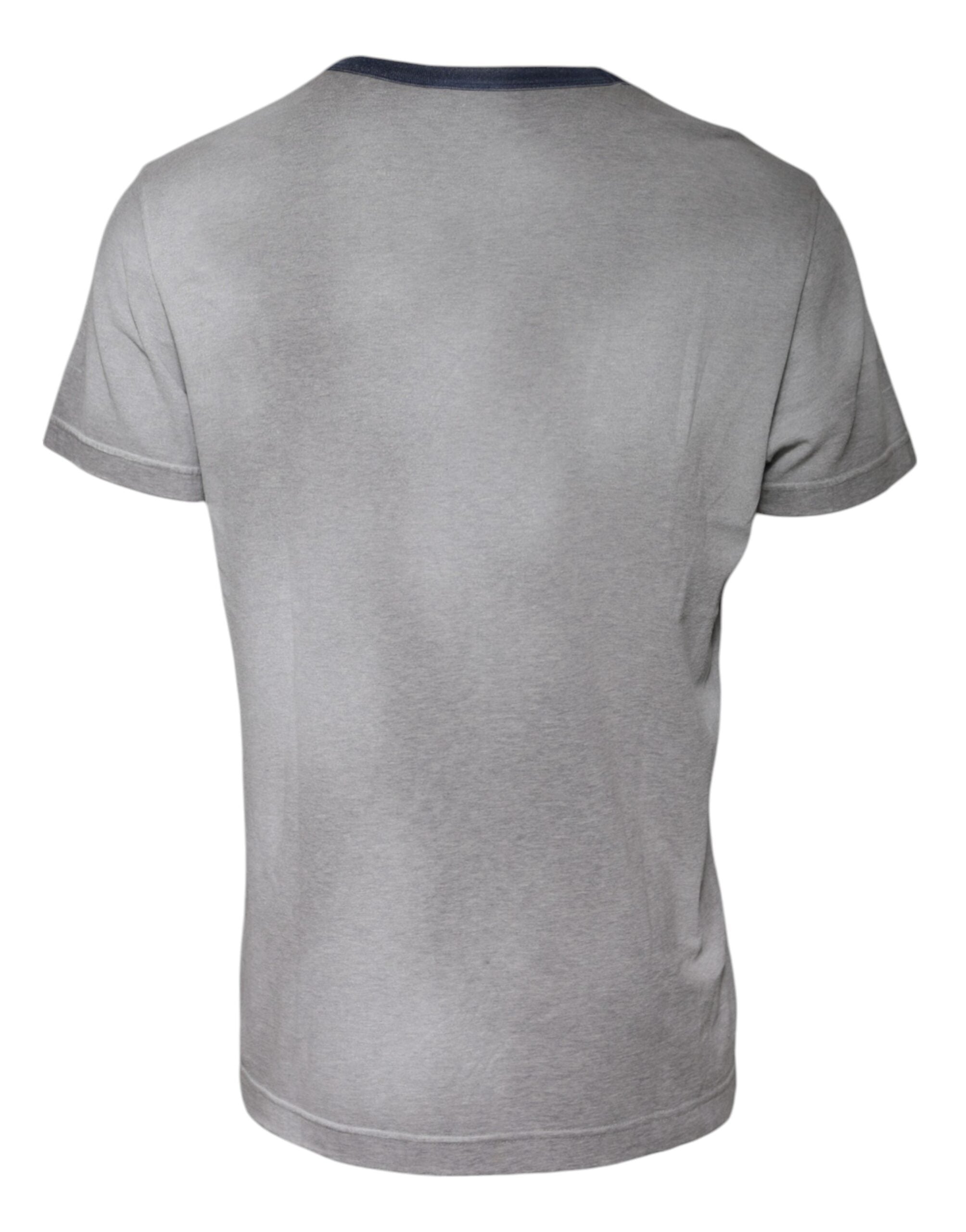 Dolce & Gabbana Gray Logo Print Cotton Crew Neck T-shirt Dolce & Gabbana