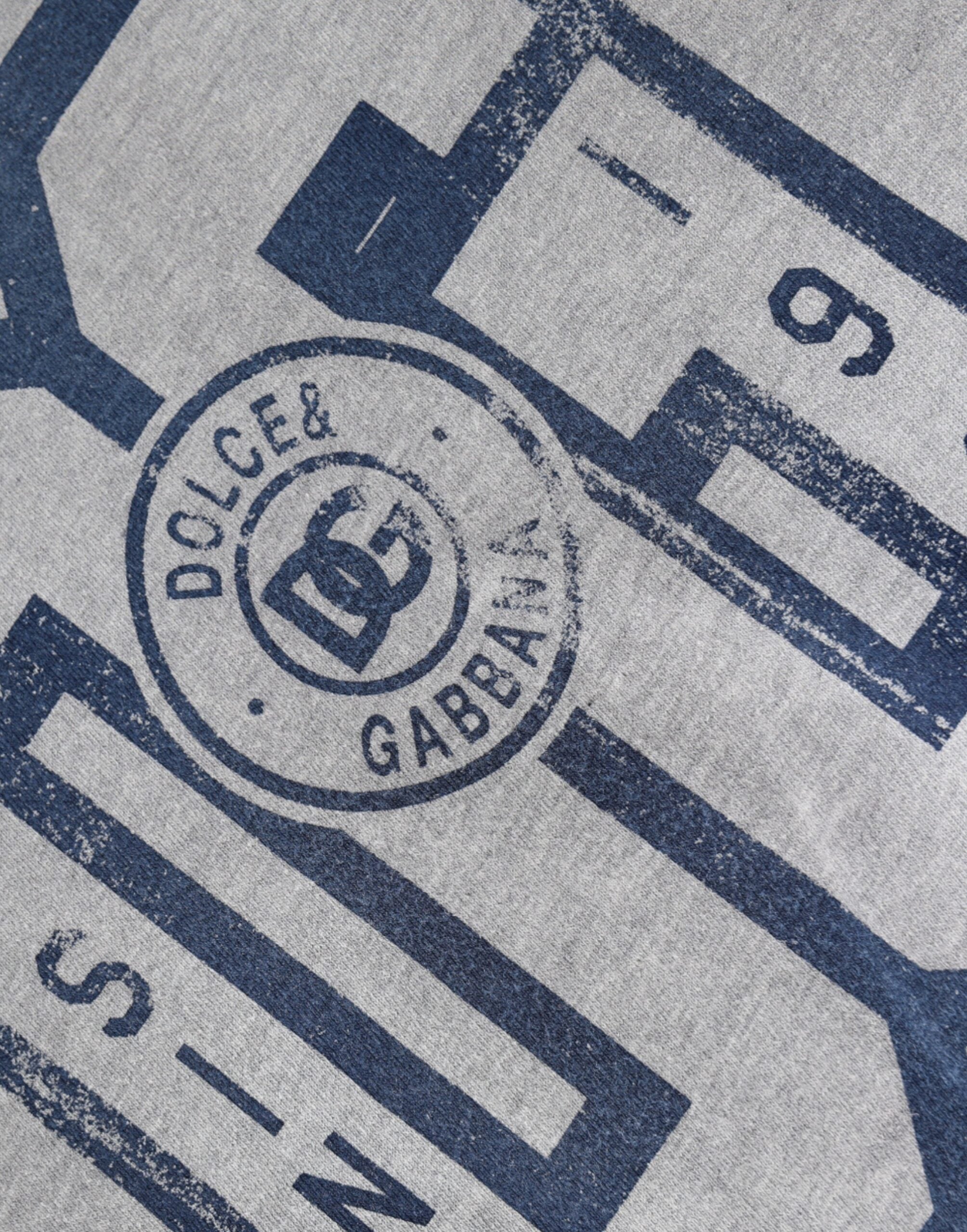 Dolce & Gabbana Gray Logo Print Cotton Crew Neck T-shirt Dolce & Gabbana