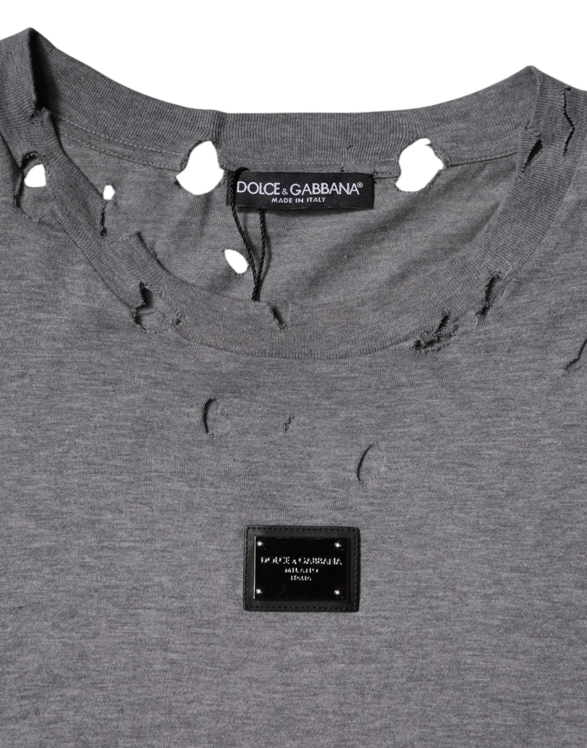 Dolce & Gabbana Gray Logo Crew Neck Short Sleeves T-shirt Dolce & Gabbana