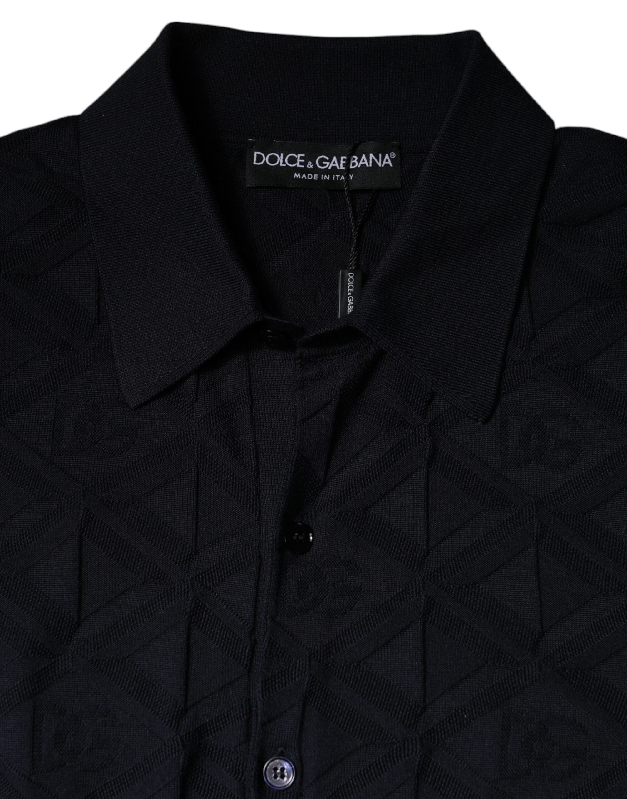 Dolce & Gabbana Black Silk Crew Neck Men Cardigan Sweater Dolce & Gabbana