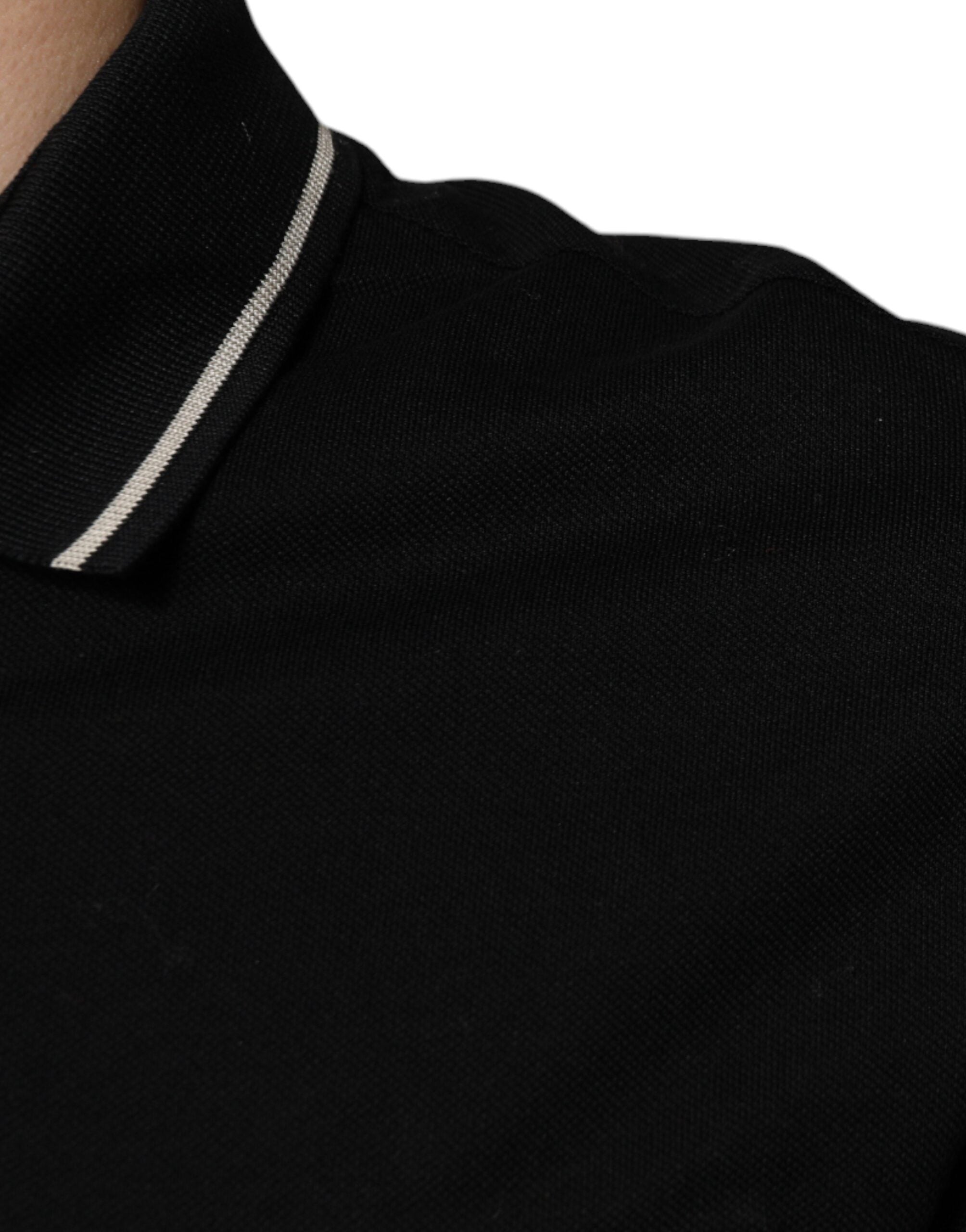 Dolce & Gabbana Black White Cotton Short Sleeves Polo T-shirt Dolce & Gabbana