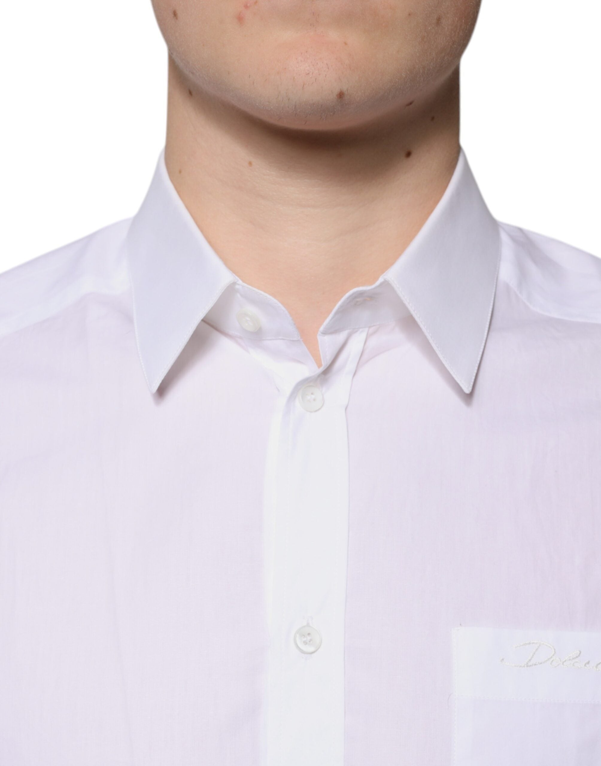 Dolce & Gabbana White Cotton Long Sleeves GOLD Dress Shirt Dolce & Gabbana