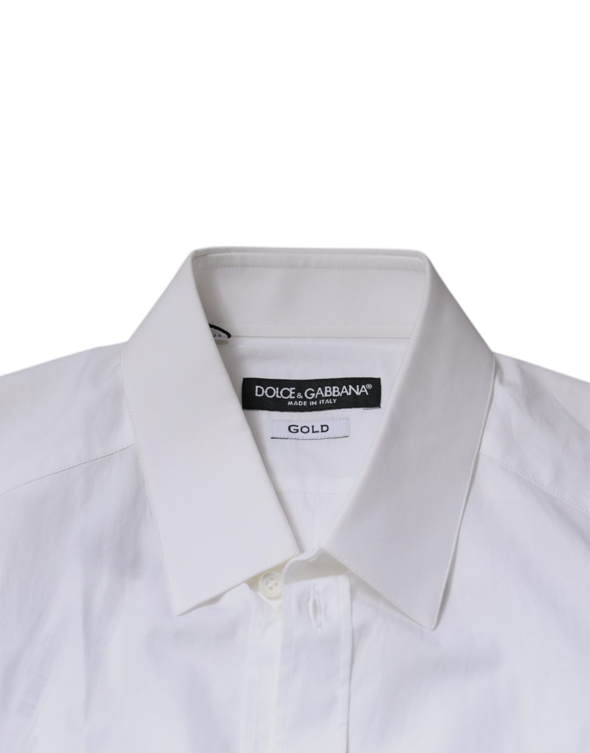 Dolce & Gabbana White Cotton Long Sleeves GOLD Dress Shirt Dolce & Gabbana