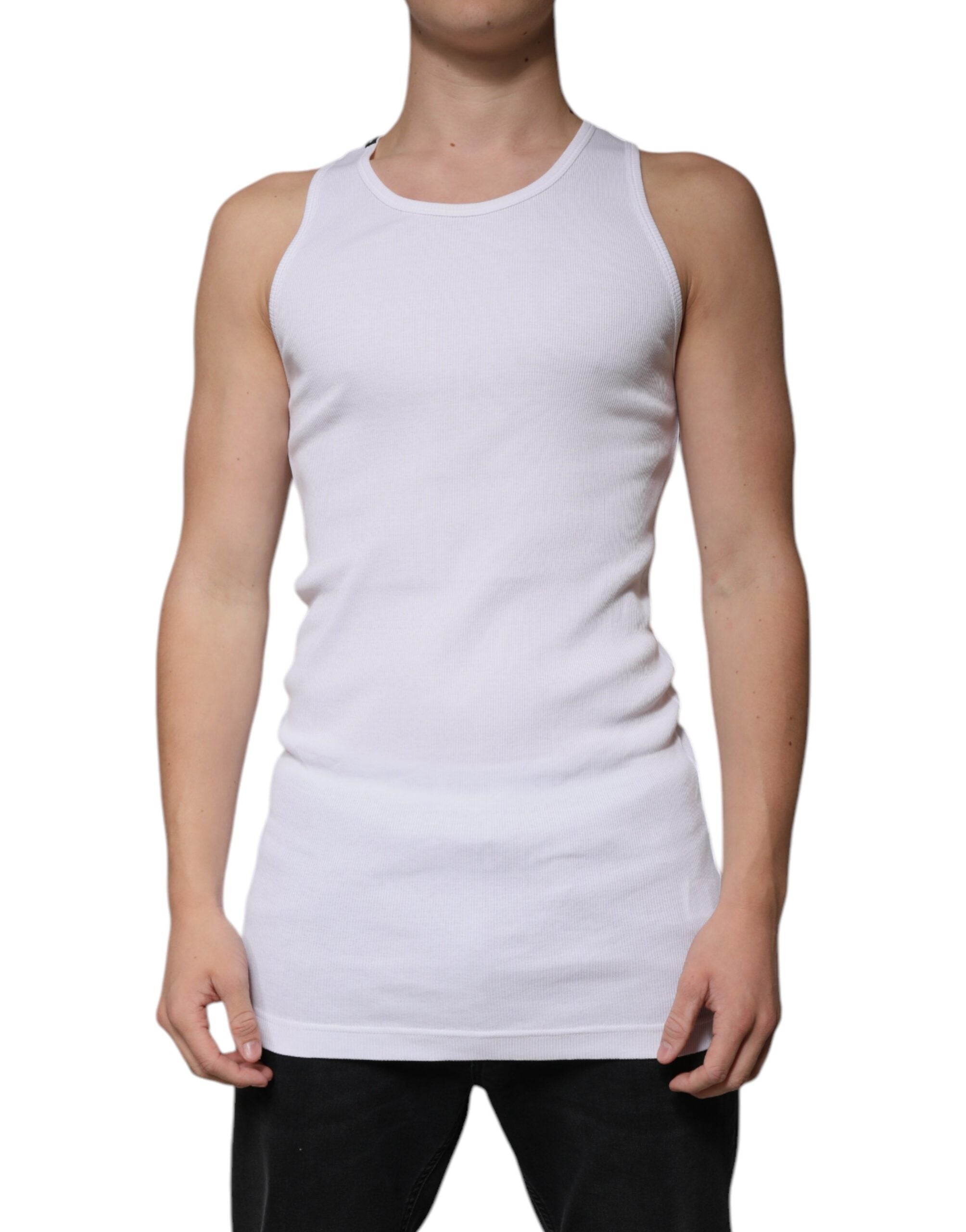 Dolce & Gabbana White Cotton Sleeveless Round Neck Tank T-shirt Dolce & Gabbana