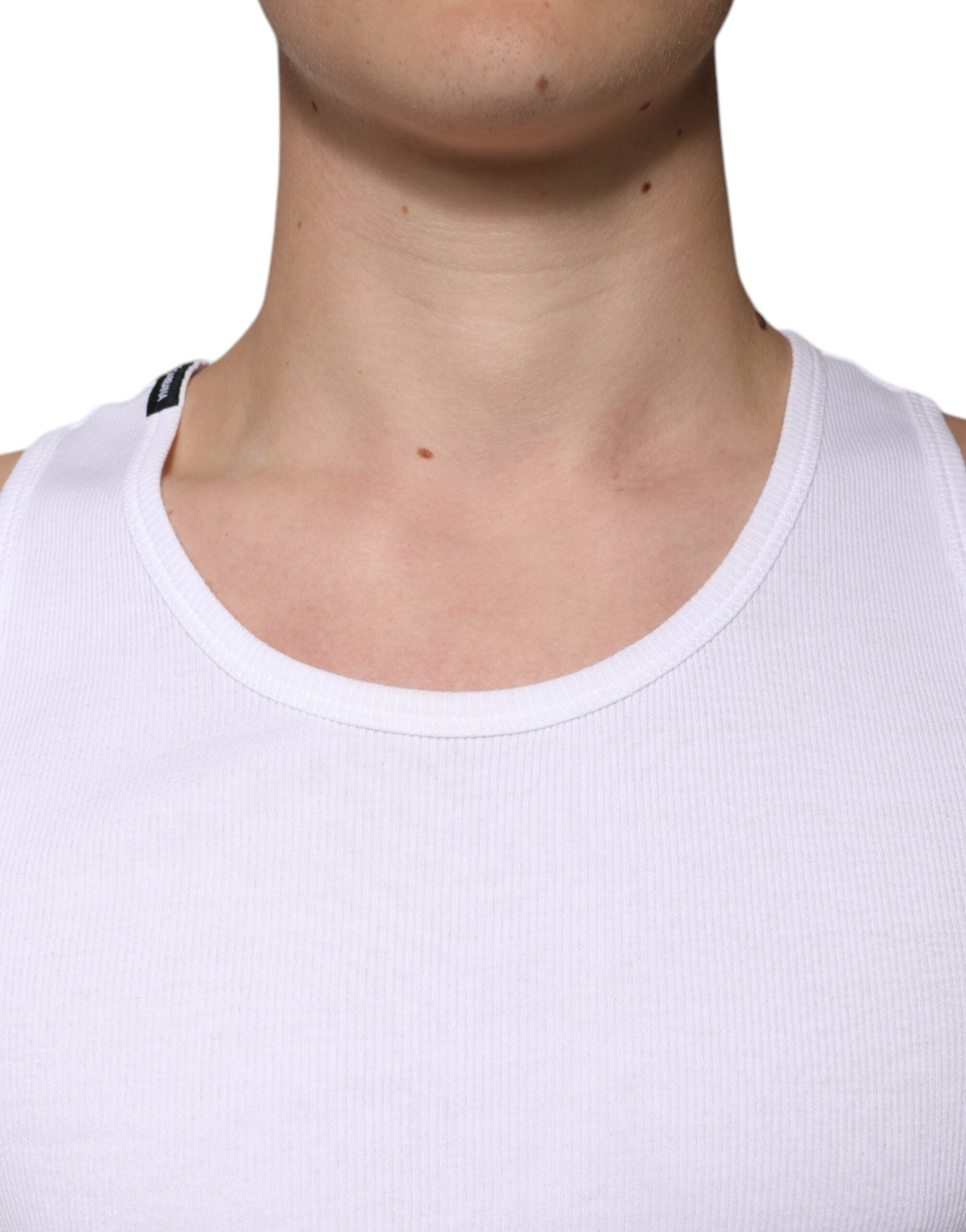 Dolce & Gabbana White Cotton Sleeveless Round Neck Tank T-shirt Dolce & Gabbana