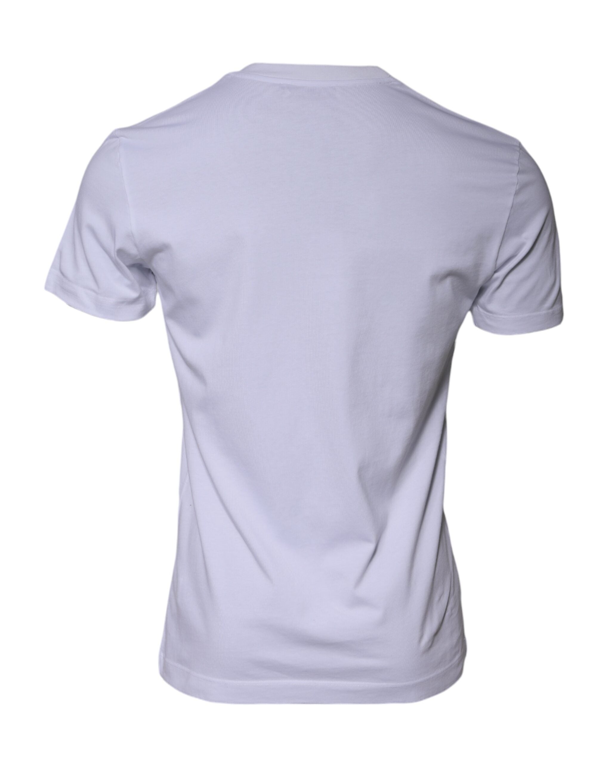 Dolce & Gabbana White Logo Print Cotton Crew Neck T-shirt Dolce & Gabbana