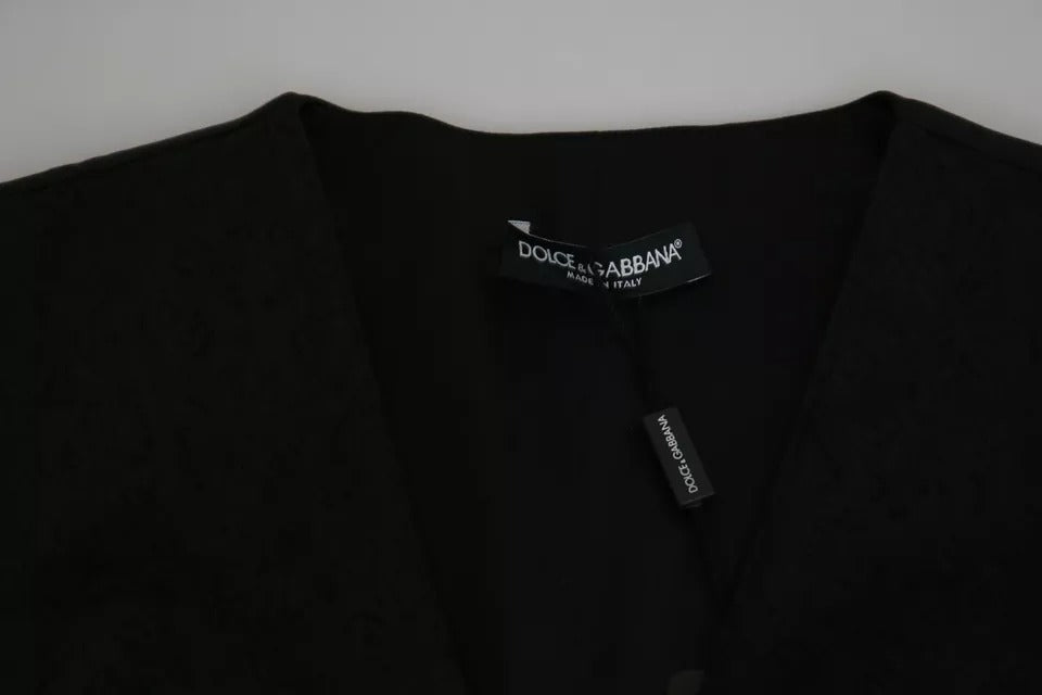 Dolce & Gabbana Black Lace Waistcoat Slim Vest Silk Top Dolce & Gabbana