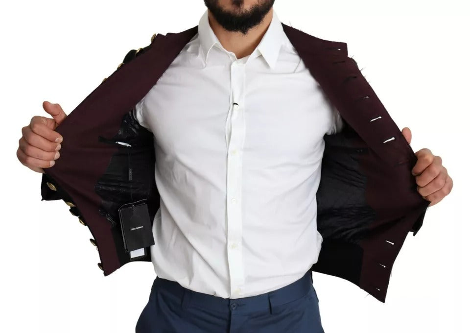 Dolce & Gabbana Black Button Embellished Military Jacket Dolce & Gabbana