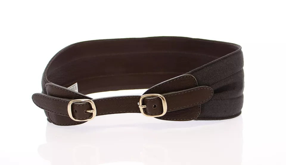 Dolce & Gabbana Brown D&G Leather Linnen Logo Belt Dolce & Gabbana