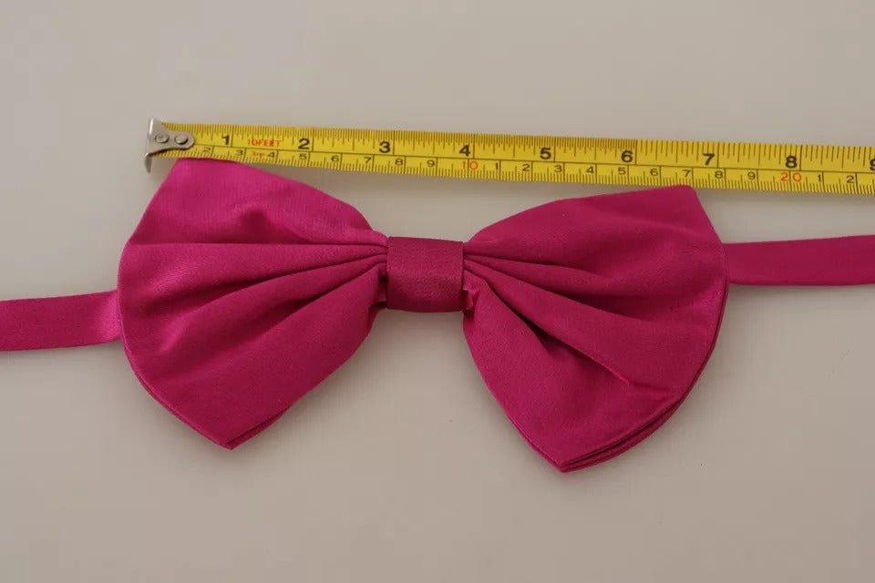 Dolce & Gabbana Pink 100% Silk Adjustable Neck Bow Tie Men Dolce & Gabbana