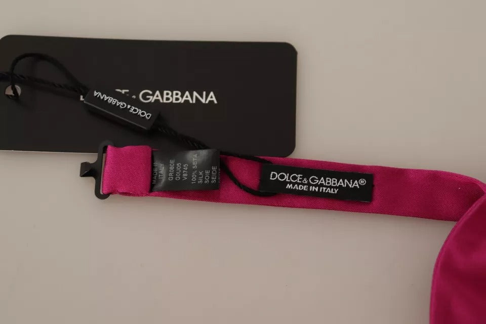 Dolce & Gabbana Pink 100% Silk Adjustable Neck Bow Tie Men Dolce & Gabbana