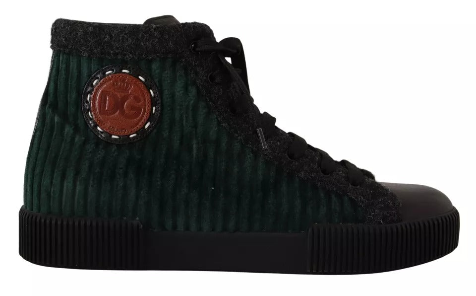 Dolce & Gabbana Green Corduroy High Tops Sneakers Mens Casual Shoes Dolce & Gabbana
