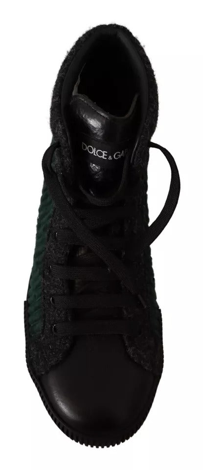 Dolce & Gabbana Green Corduroy High Tops Sneakers Mens Casual Shoes Dolce & Gabbana