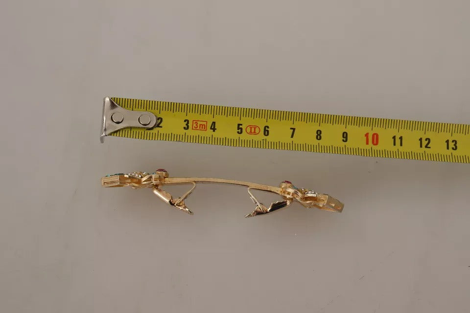 Dolce & Gabbana Gold Plated 925 Sterling Silver Crystal Collar Stop Brooch Dolce & Gabbana