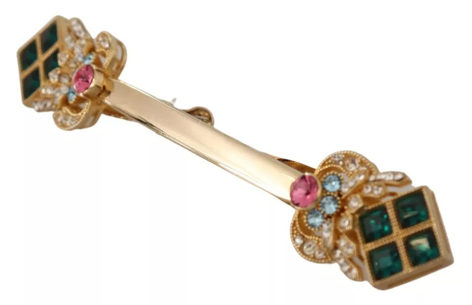Dolce & Gabbana Gold Plated 925 Sterling Silver Crystal Collar Stop Brooch Dolce & Gabbana