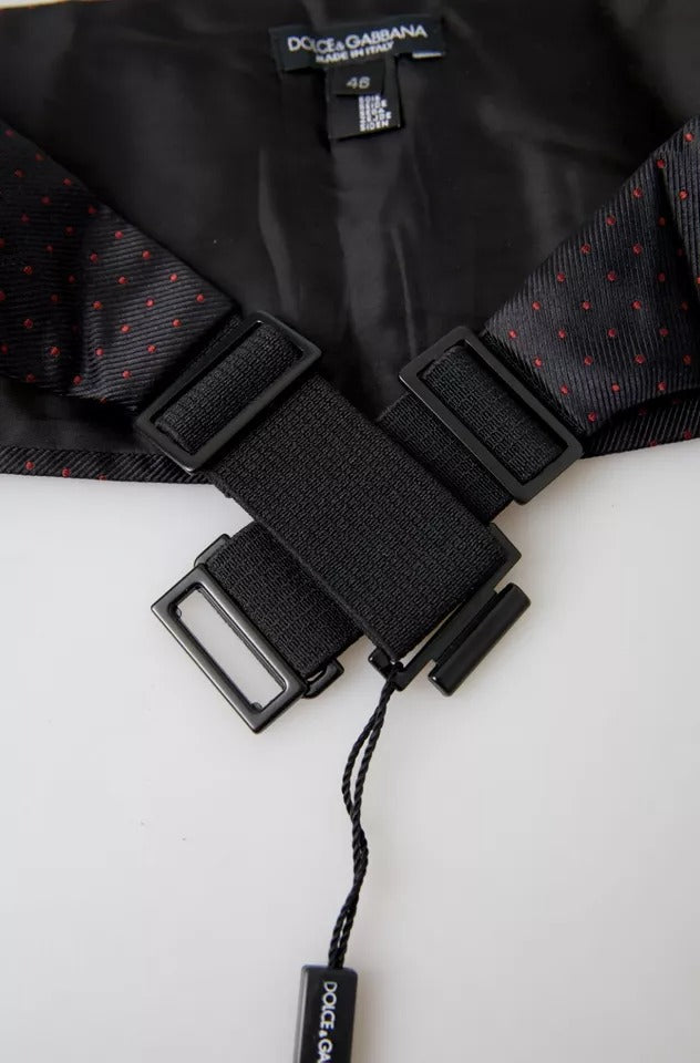 Dolce & Gabbana Black Silk Dotted Waist Tuxedo Belt Cummerbund Dolce & Gabbana