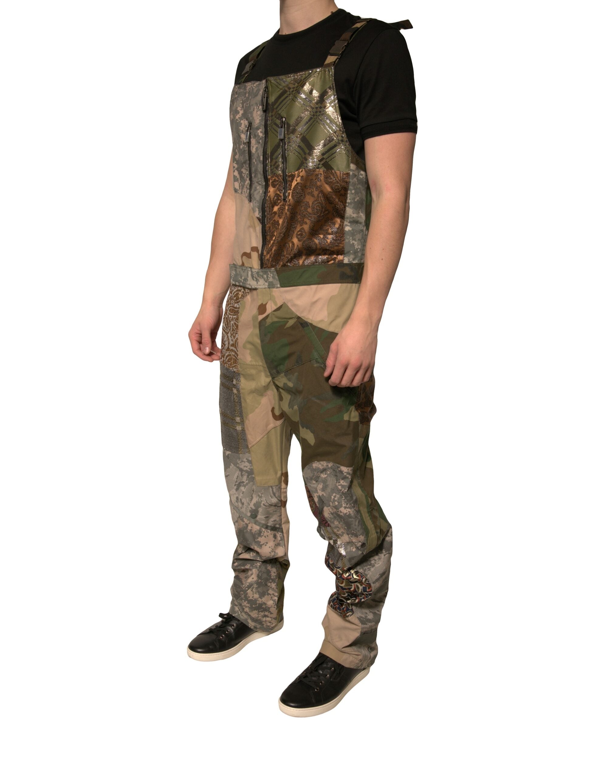 Dolce & Gabbana Multicolor Patchwork Camouflage Overall Pants Dolce & Gabbana