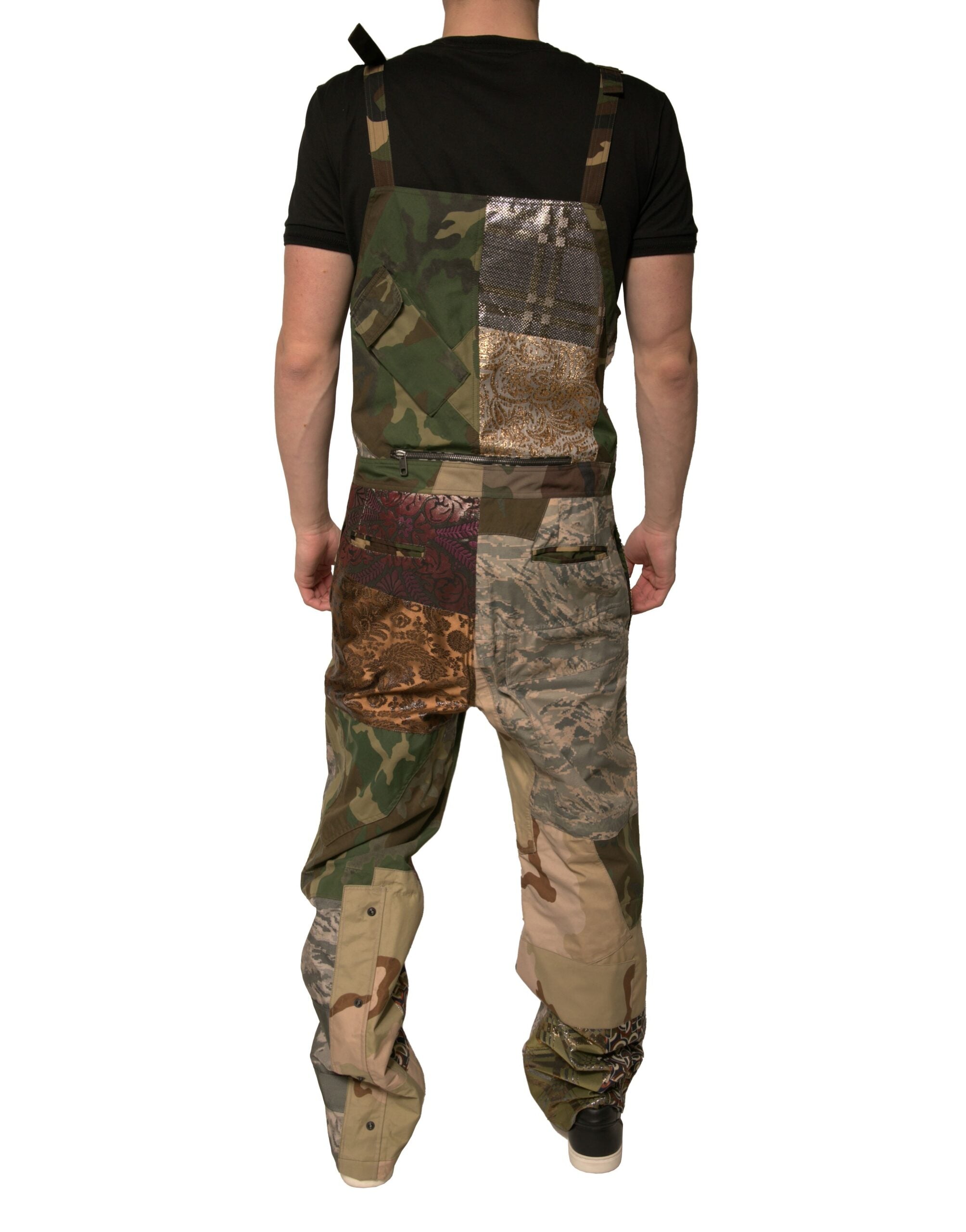 Dolce & Gabbana Multicolor Patchwork Camouflage Overall Pants Dolce & Gabbana