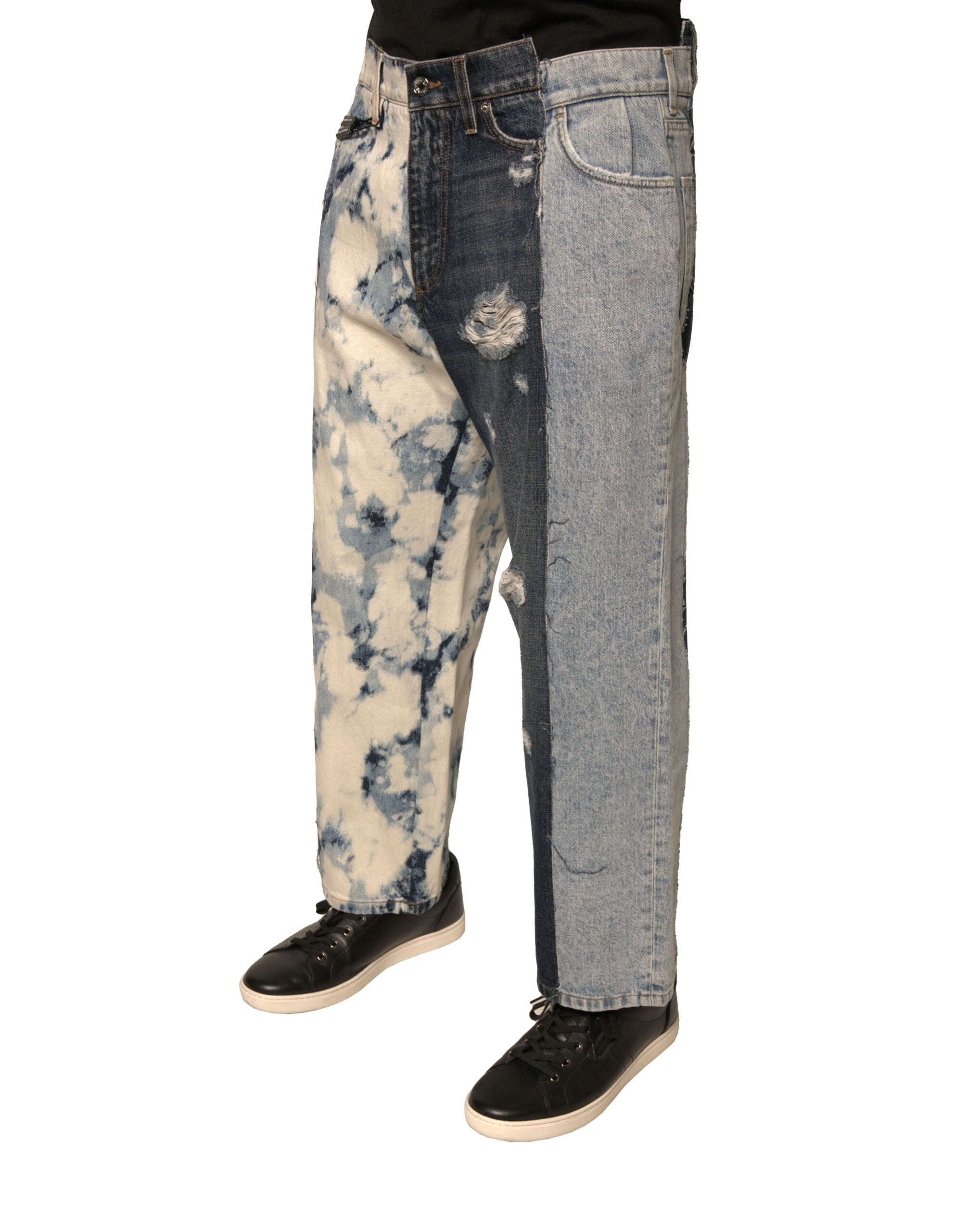 Dolce & Gabbana Multicolor Patchwork Cotton Straight Men Denim Jeans Dolce & Gabbana