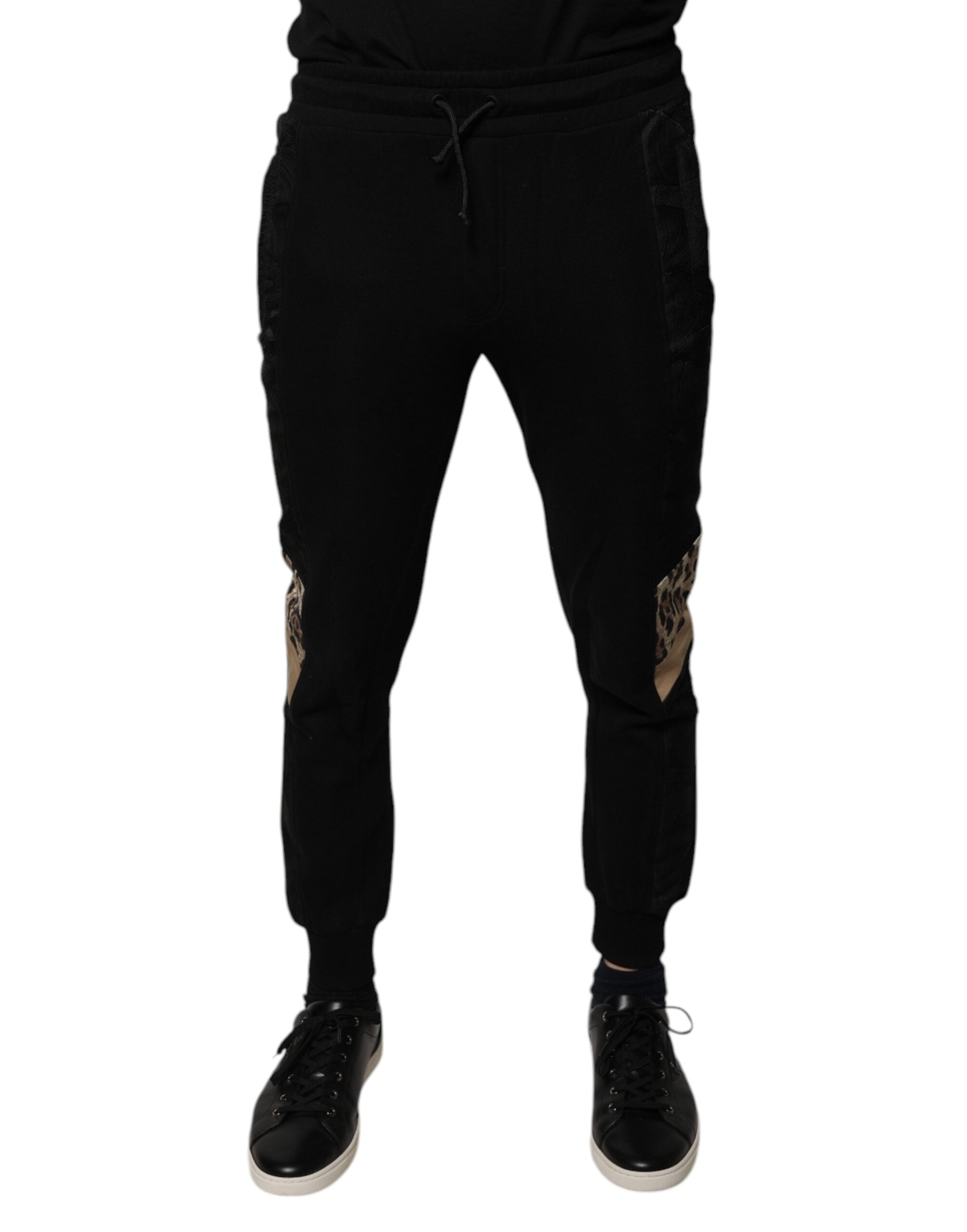 Dolce & Gabbana Black Leopard Slim Fit Jogger Pants Dolce & Gabbana