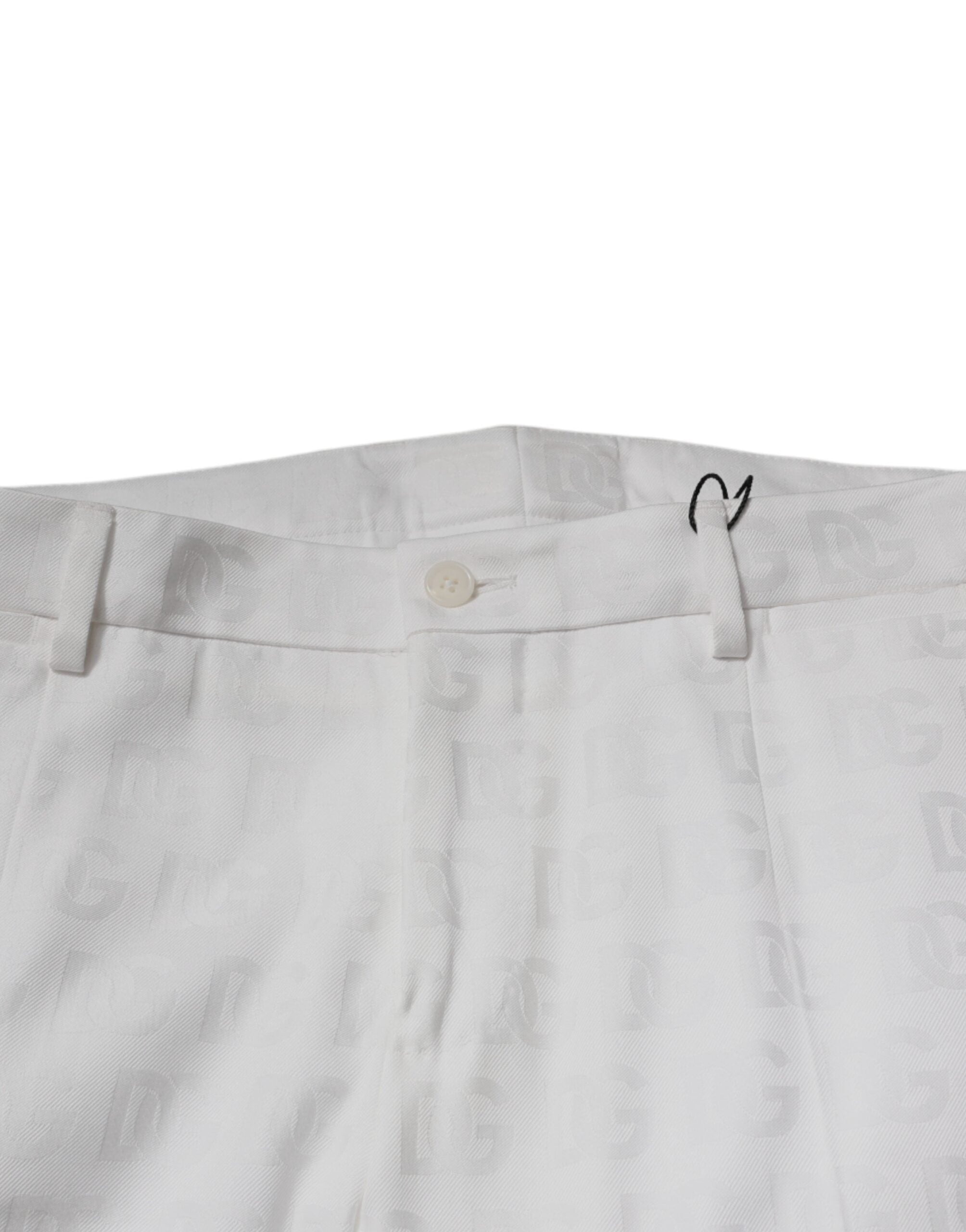Dolce & Gabbana White Cotton Tapered Formal Dress Pants Dolce & Gabbana