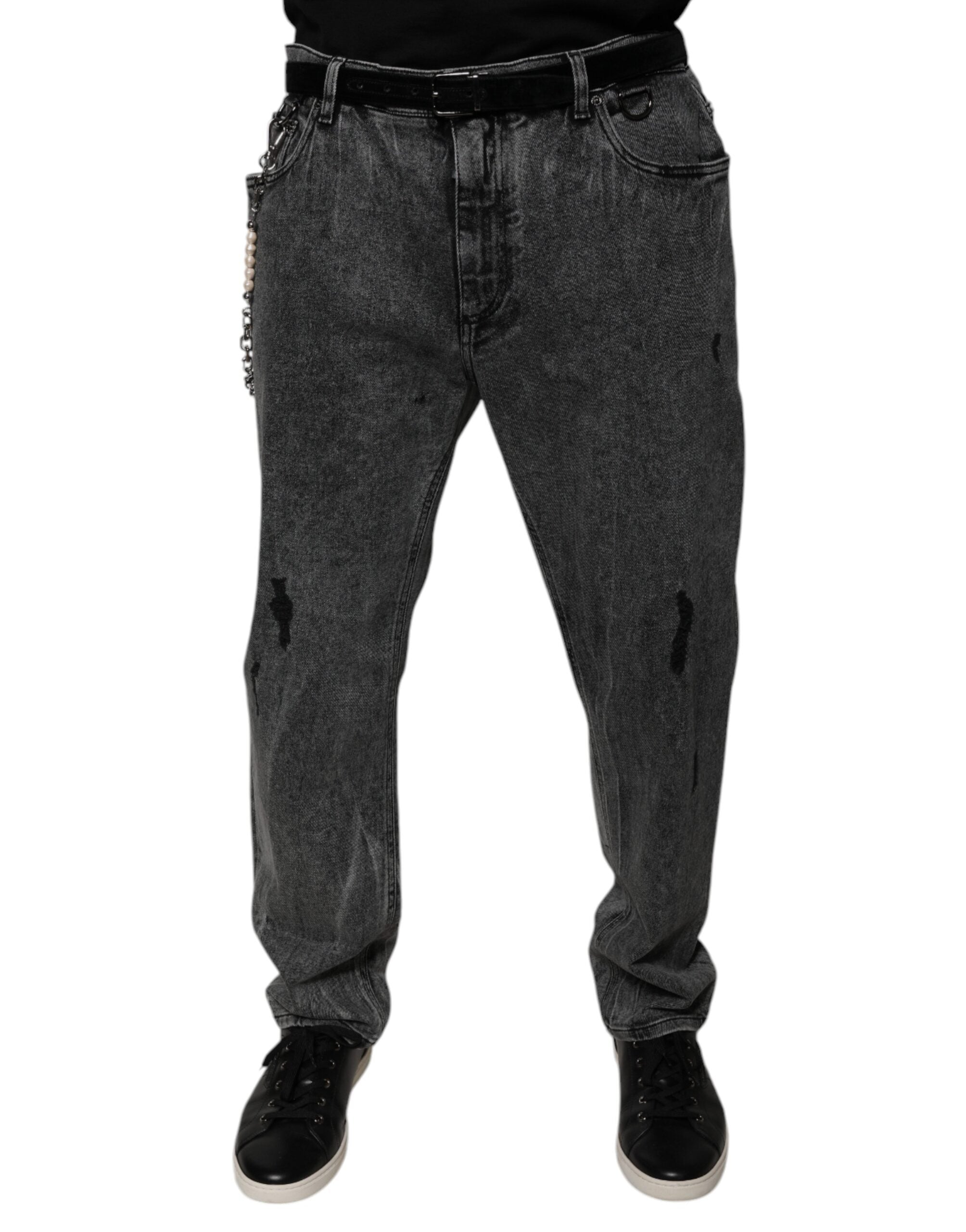 Dolce & Gabbana Dark Gray Cotton Skinny Denim Jeans Dolce & Gabbana