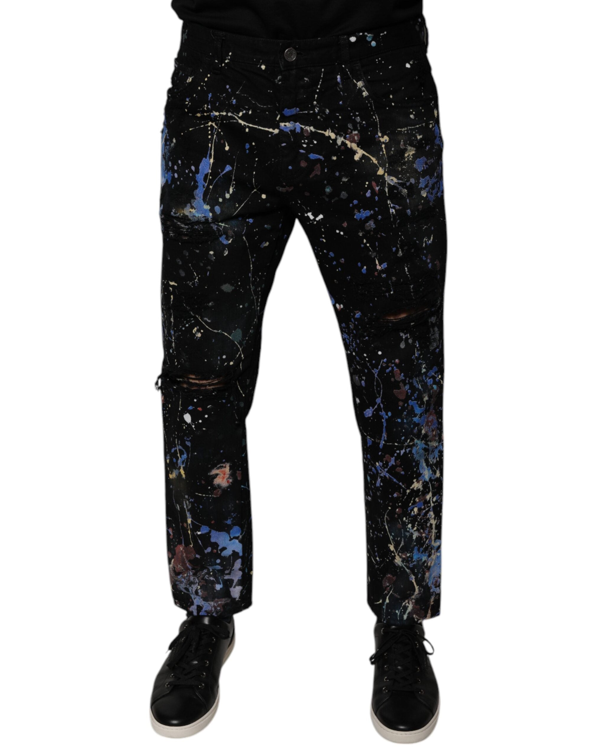 Dolce & Gabbana Black Color Splash Cotton Skinny Denim Jeans Dolce & Gabbana