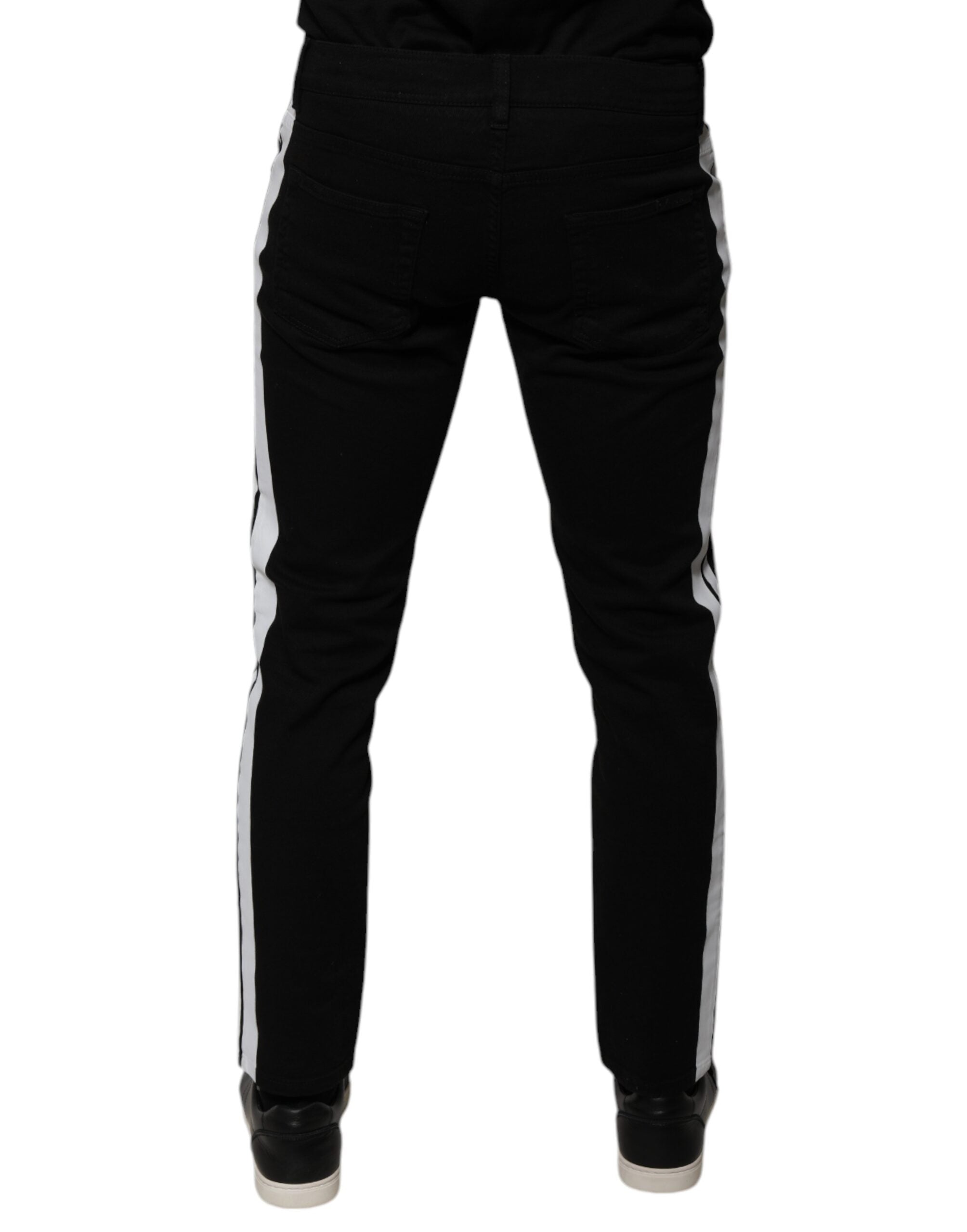 Dolce & Gabbana Black Crown White Lining Skinny Denim Jeans Dolce & Gabbana