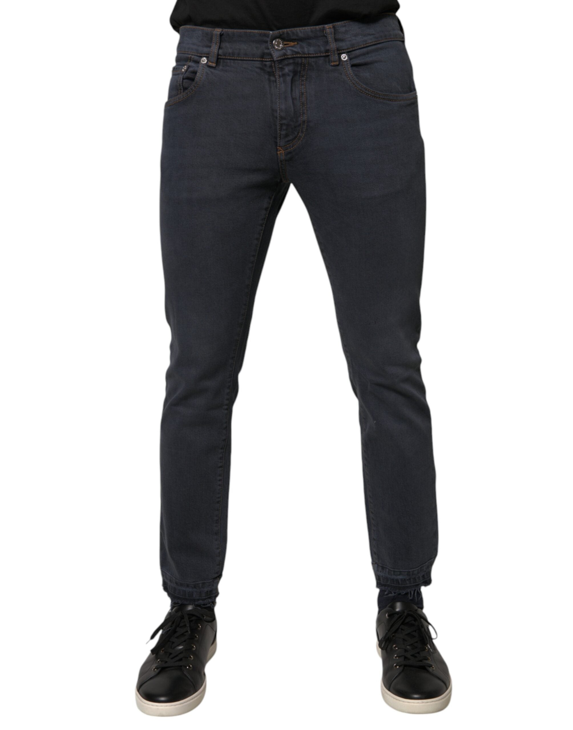 Dolce & Gabbana Dark Gray Cotton Skinny Denim Jeans Dolce & Gabbana