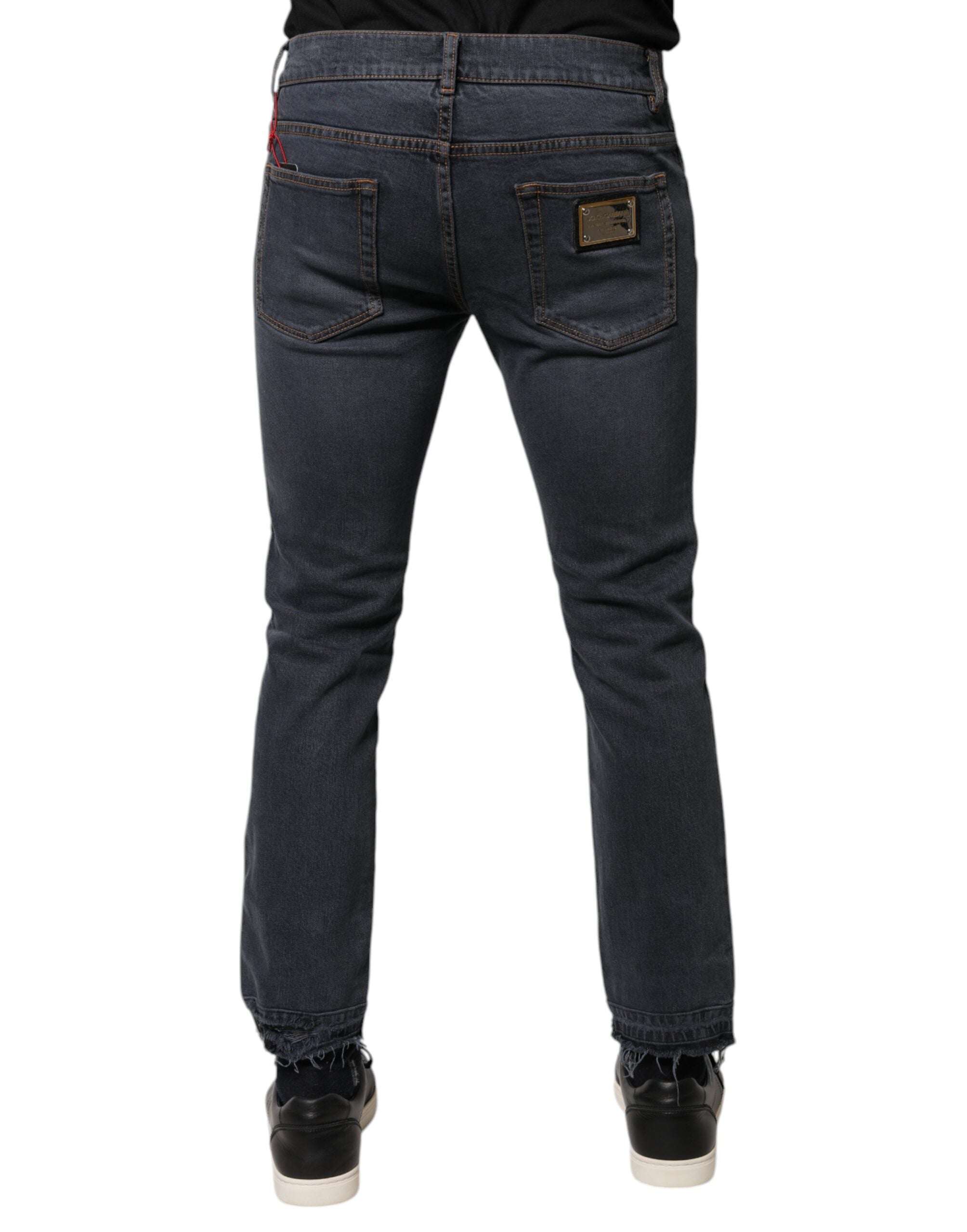 Dolce & Gabbana Dark Gray Cotton Skinny Denim Jeans Dolce & Gabbana