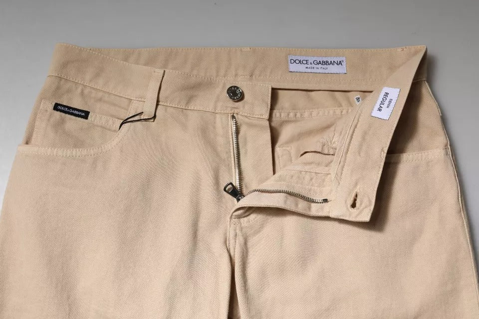 Dolce & Gabbana Beige Cotton Stretch Regular Men Denim Jeans Dolce & Gabbana