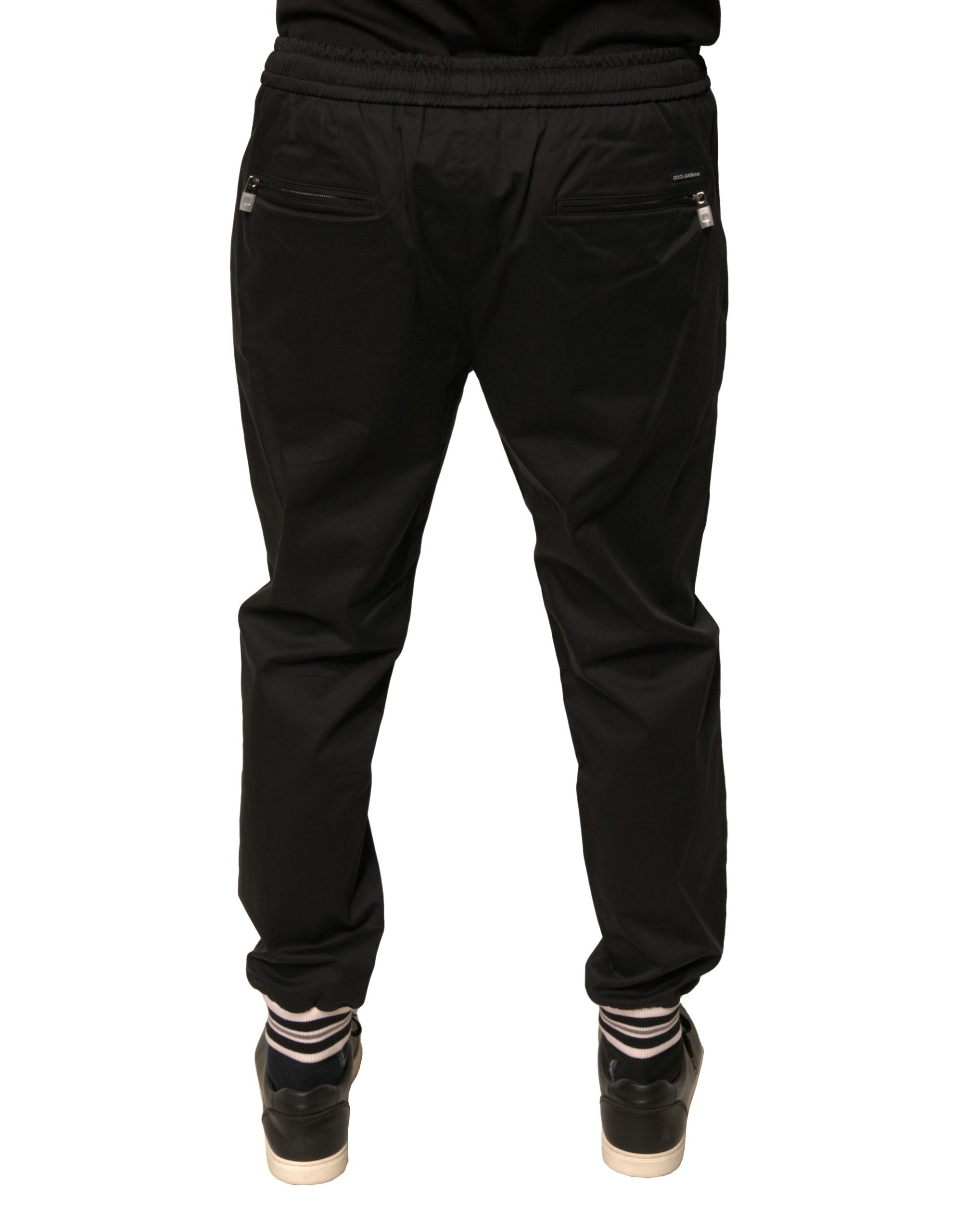 Dolce & Gabbana Black Cotton Stretch Jogger Sweatpants Pants Dolce & Gabbana