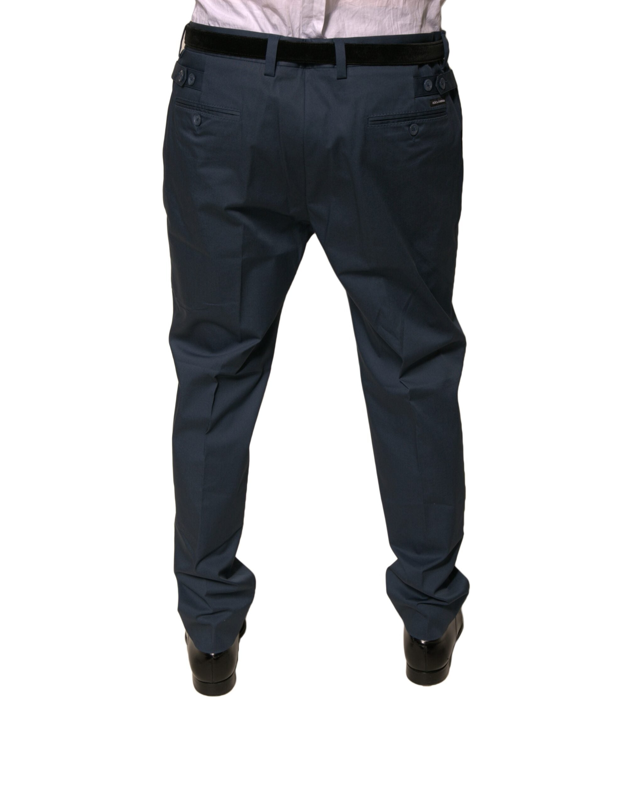 Dolce & Gabbana Dark Blue Cotton Stretch Skinny Men Dress Pants Dolce & Gabbana