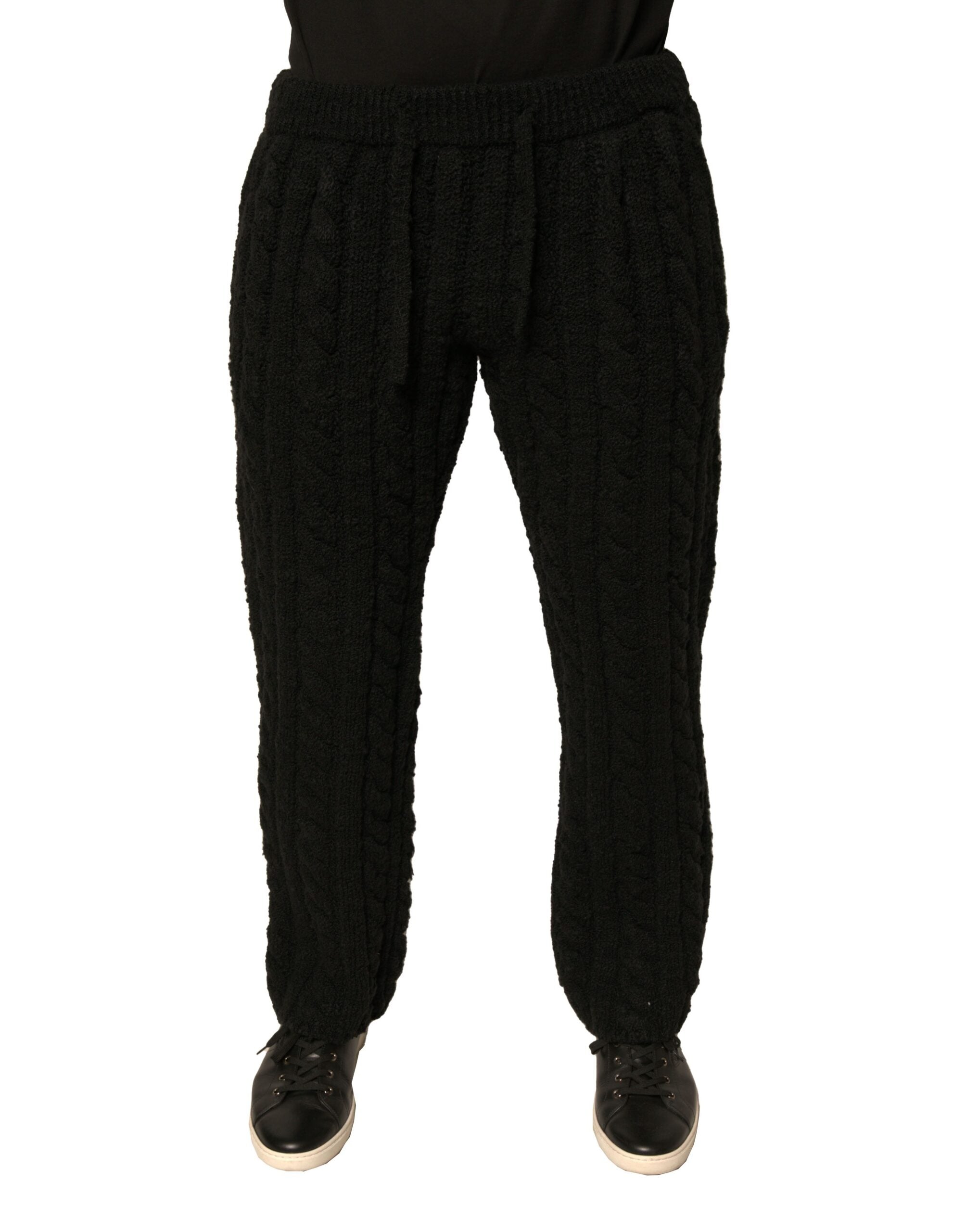 Dolce & Gabbana Black Wool Knitted Skinny Pants Dolce & Gabbana