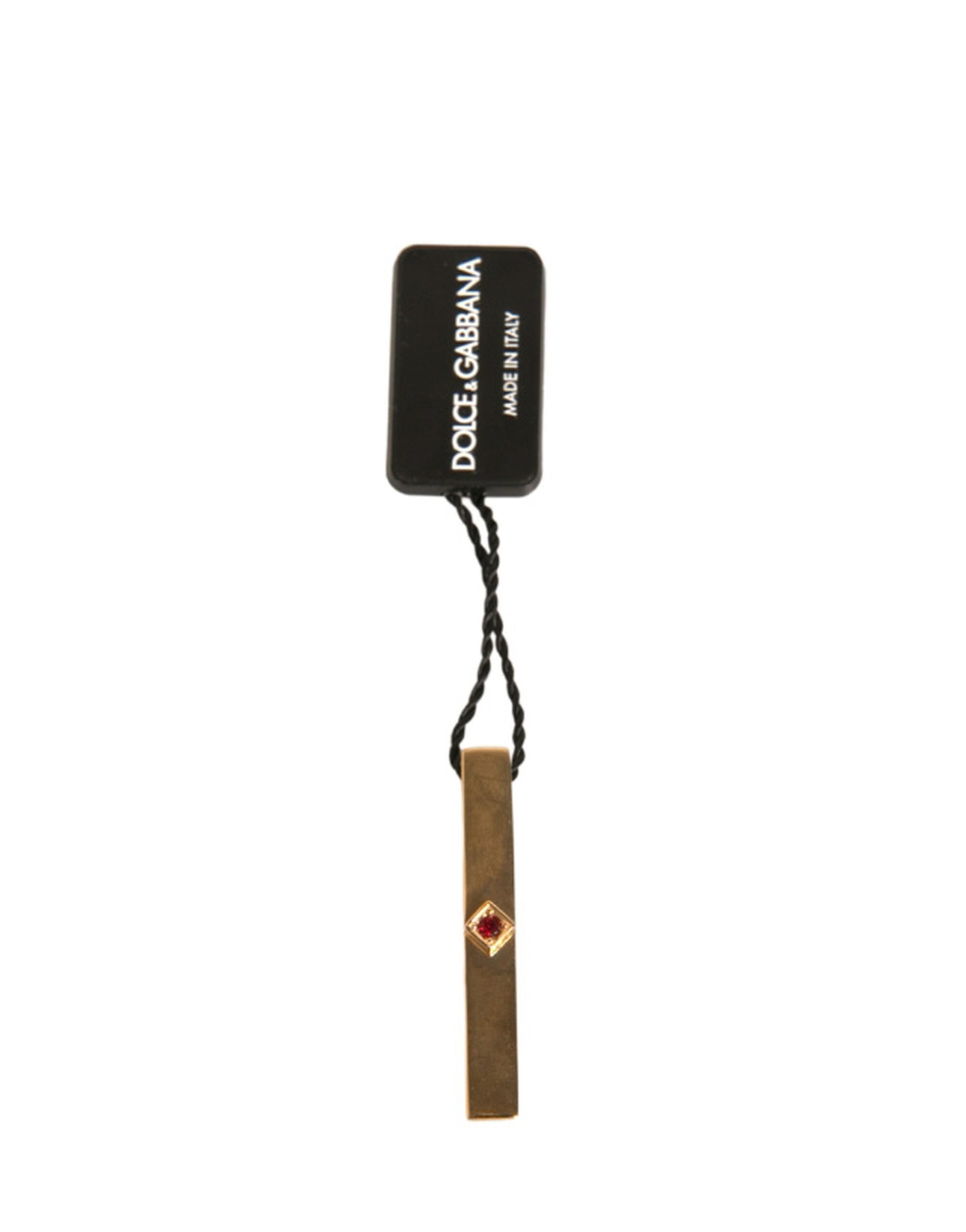 Dolce & Gabbana Gold Tone Brass Crystal Branded Tie Clip Bar Dolce & Gabbana