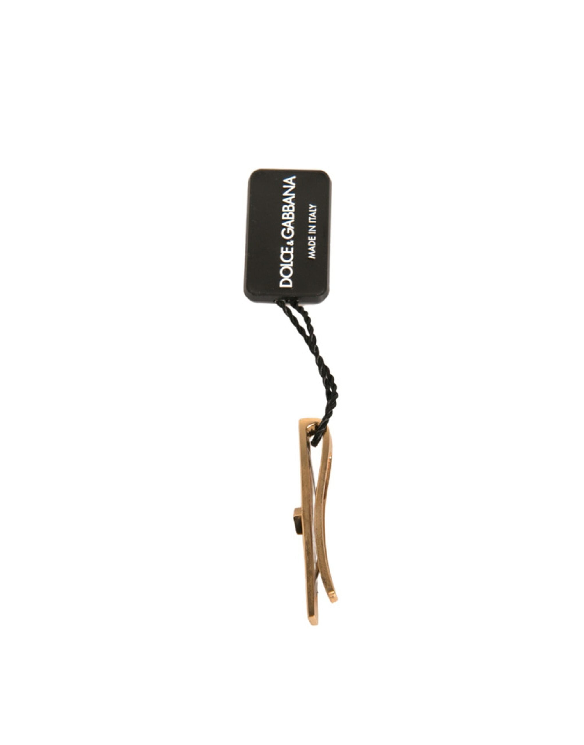 Dolce & Gabbana Gold Tone Brass Crystal Branded Tie Clip Bar Dolce & Gabbana