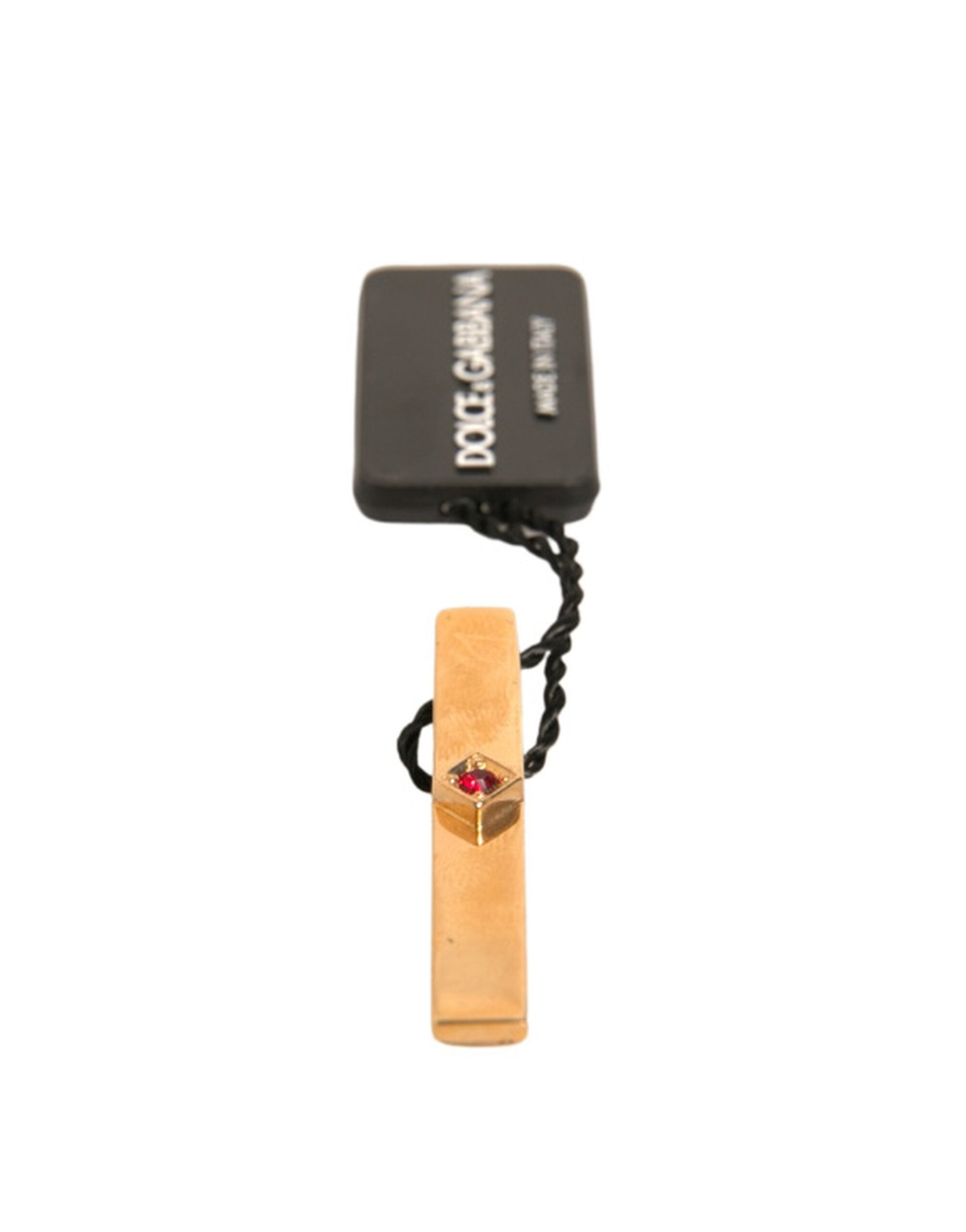 Dolce & Gabbana Gold Tone Brass Crystal Branded Tie Clip Bar Dolce & Gabbana